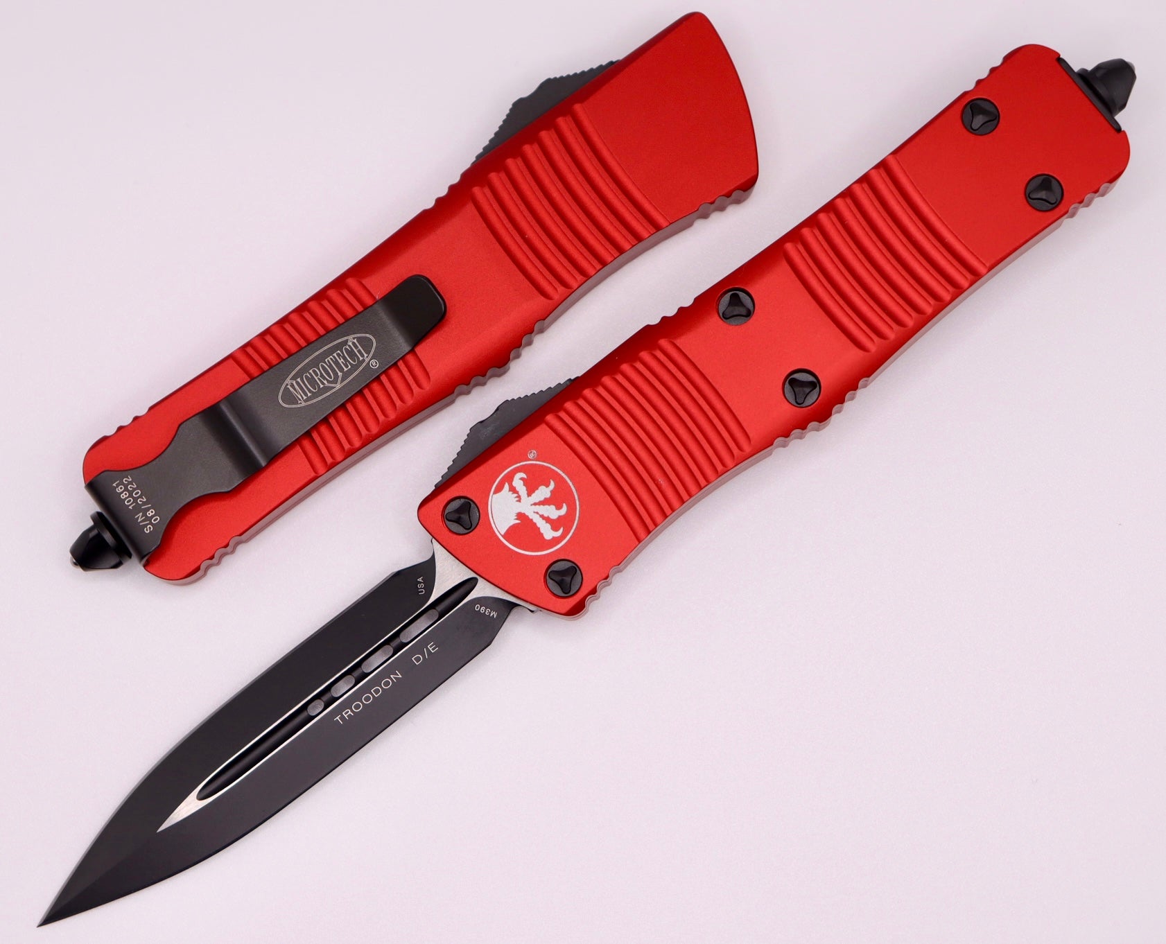 Microtech Troodon Black Double Edge Standard & Red 138-1RD