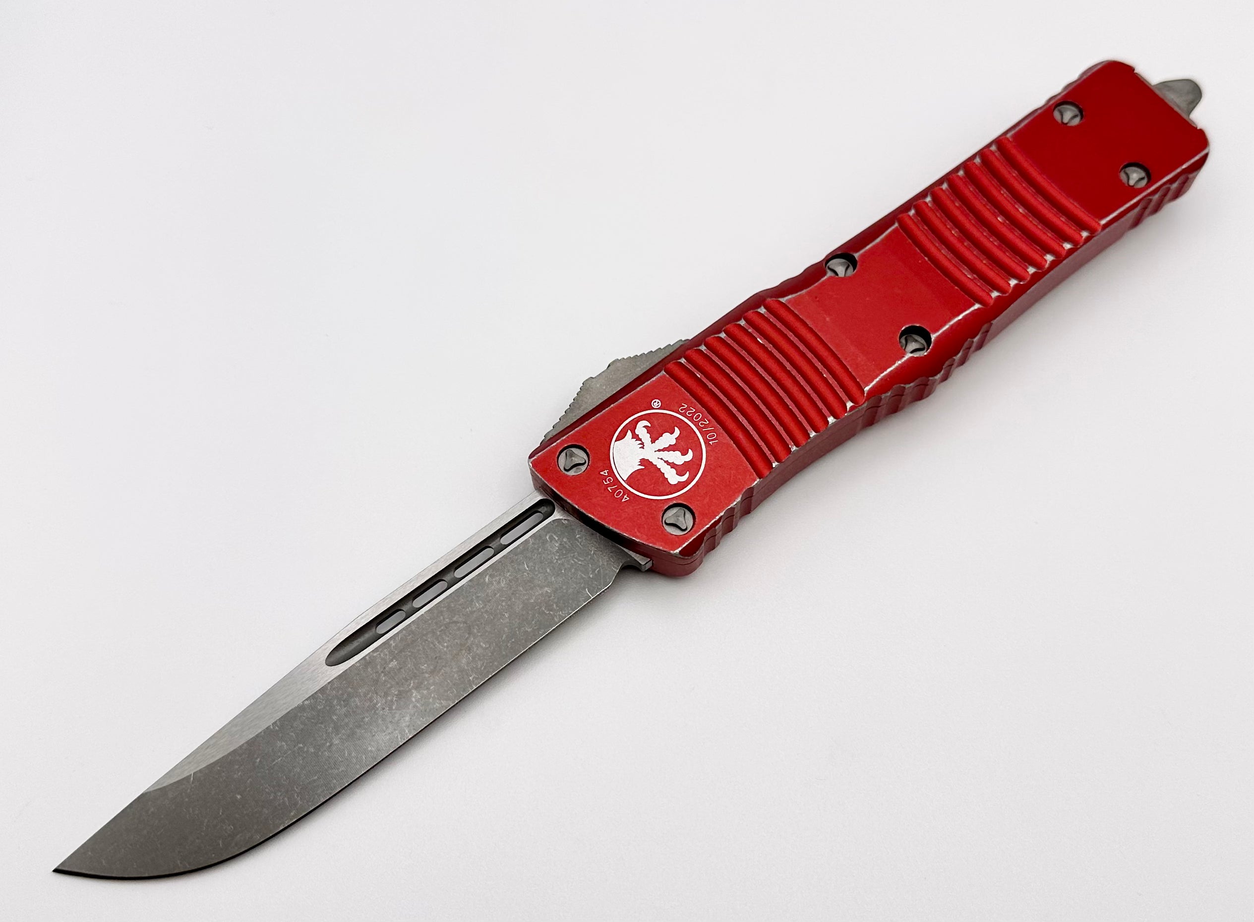 Microtech Combat Troodon Single Edge Apocalyptic & Distressed Red 143-10DRD