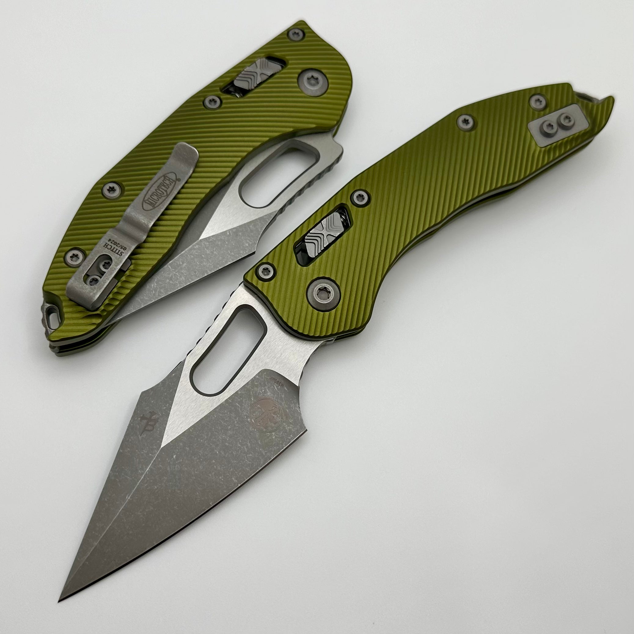 Microtech Knives Manual Stitch RAM LOK Fluted OD Green Aluminum Apocalyptic Standard & M390MK 169RL-10APFLOD