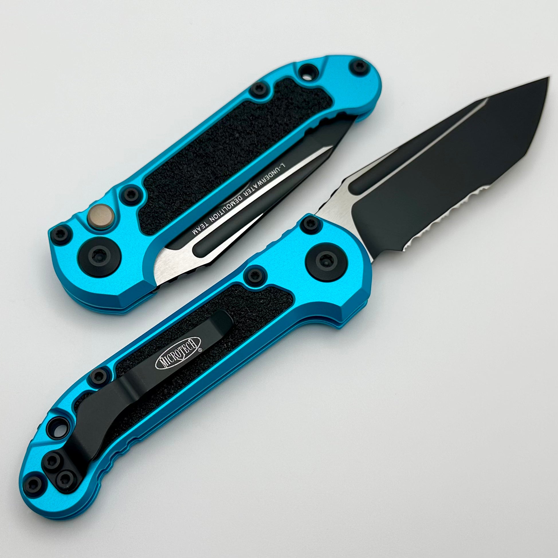 Microtech Knives LUDT Gen III Black P/S Tanto w/ Turquoise Handle 1136-2TQ