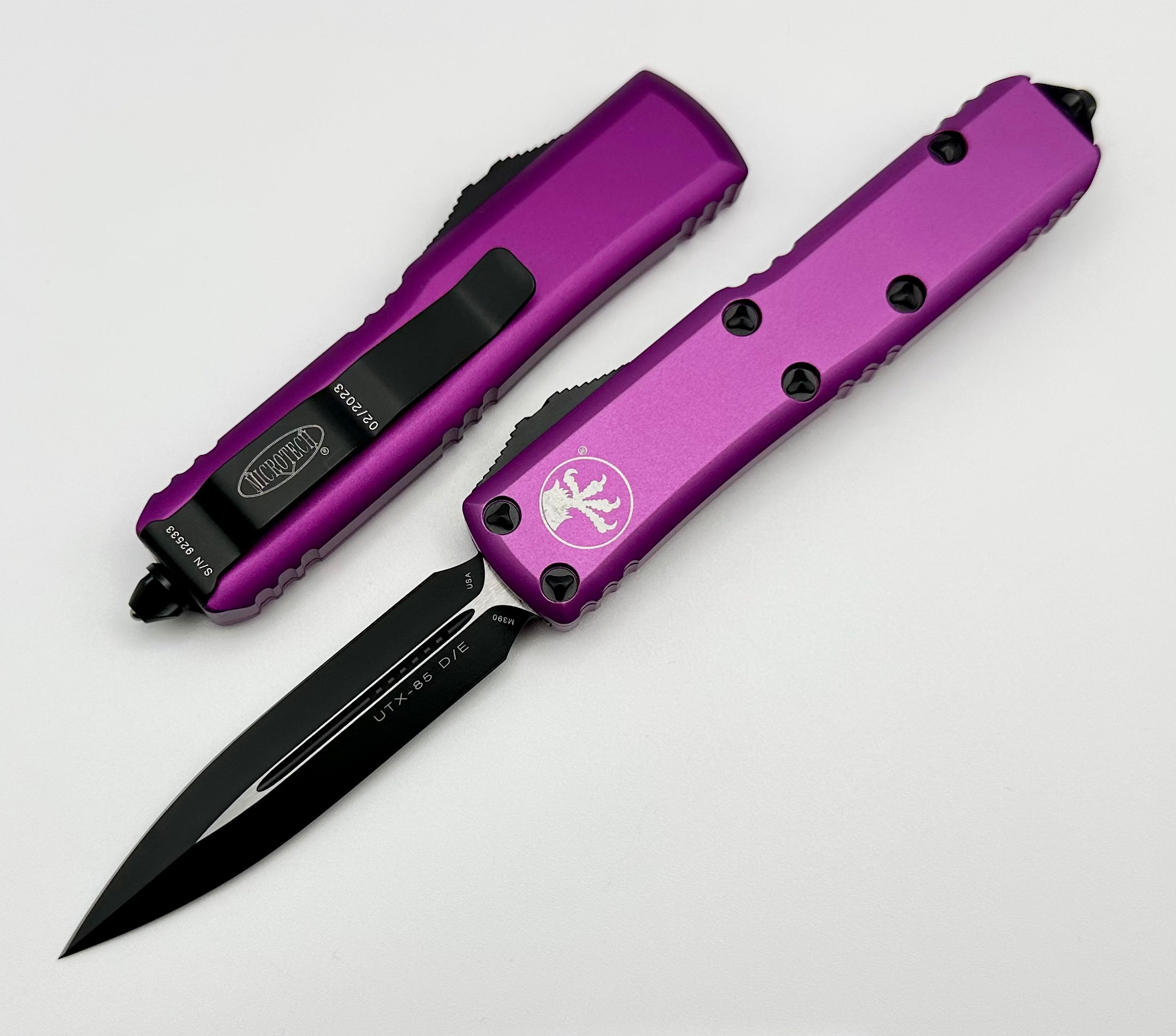 Microtech UTX-85 Double Edge Black Standard & Violet 232-1VI