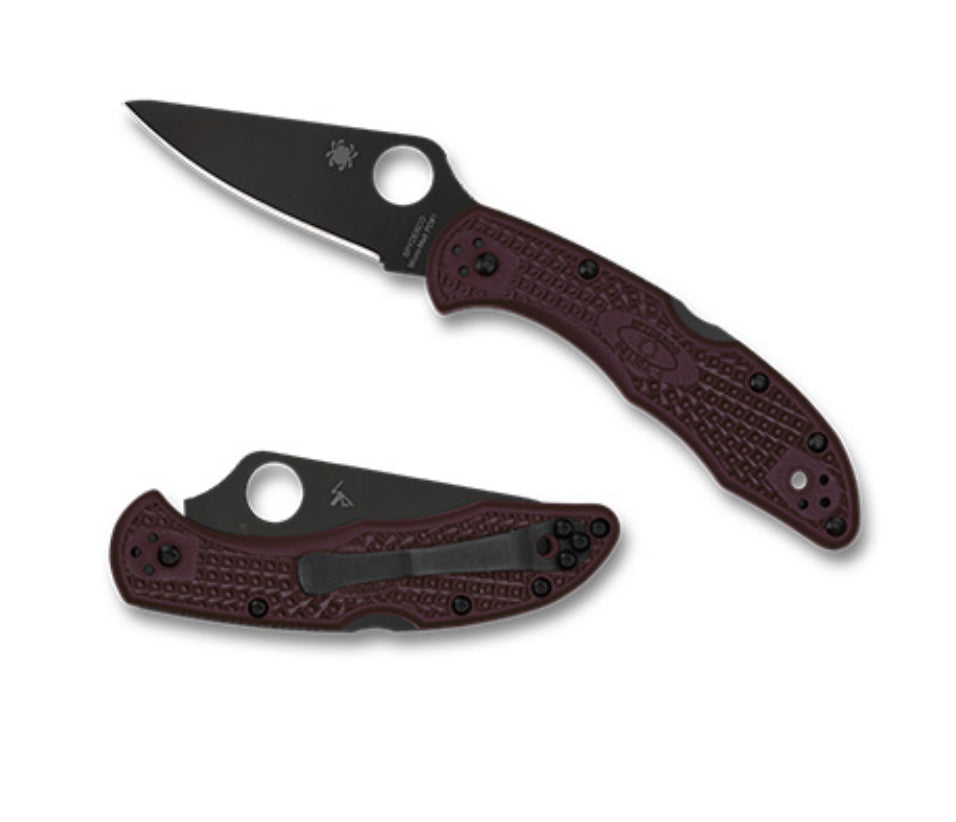 Spyderco Delica 4 Micro Melt PD#1 & Burgundy FRN Sprint Run C11BGBKP