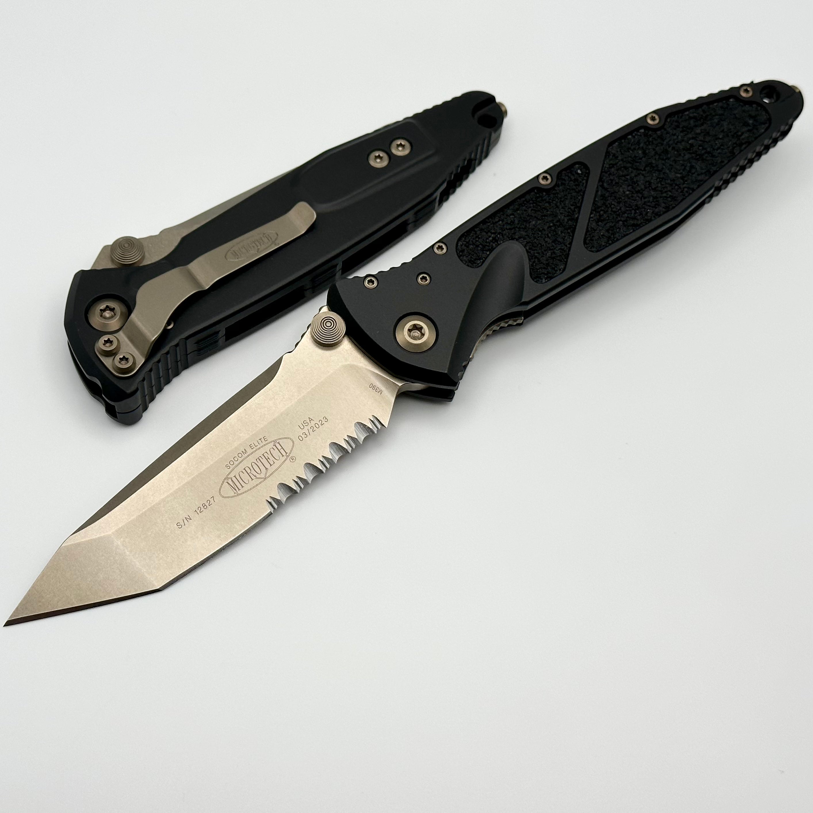 Microtech Socom Elite Tanto Edge Manual Bronze Partial Serrated 161-14