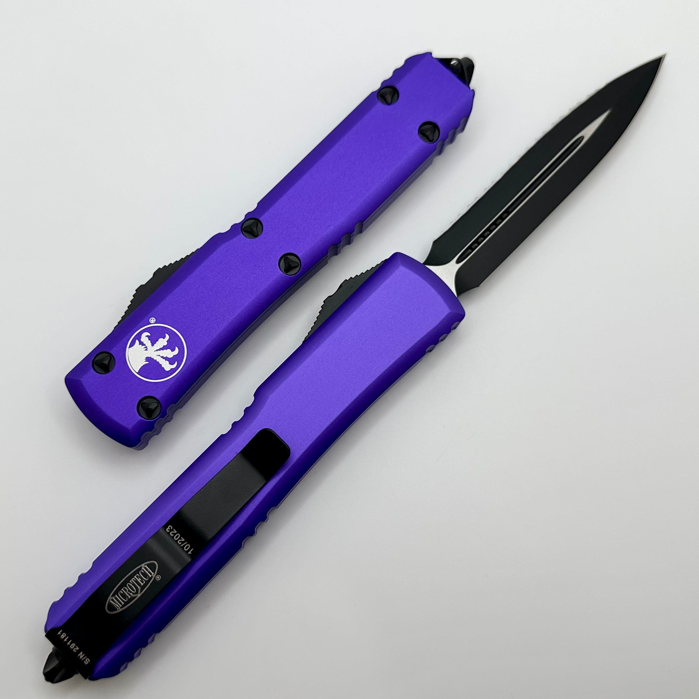 Microtech Ultratech Black Double Edge Full Serrated & Purple 122-3PU