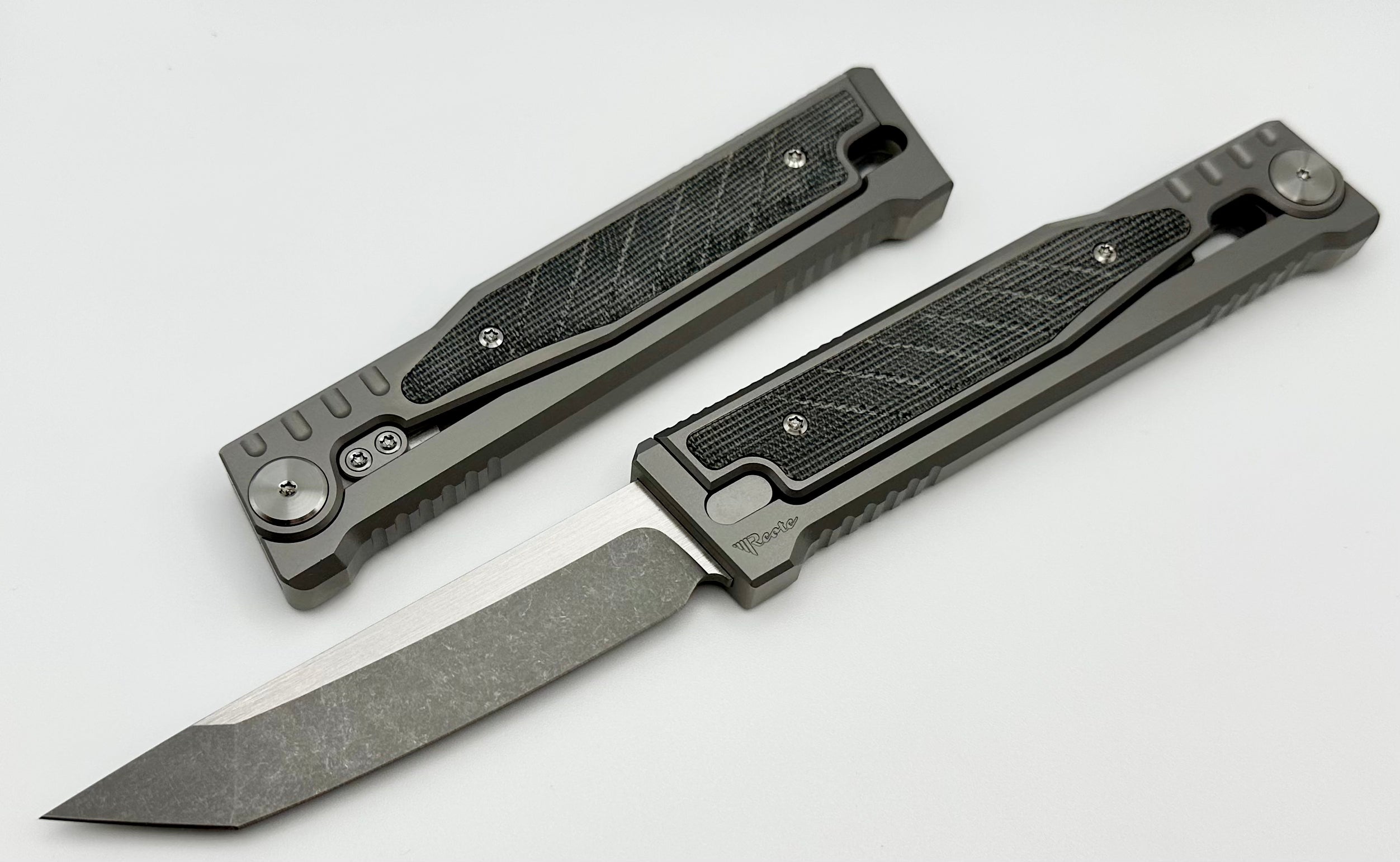 Reate EXO Exoskeleton Design Titanium/Black Micarta & CPM-3V Tanto