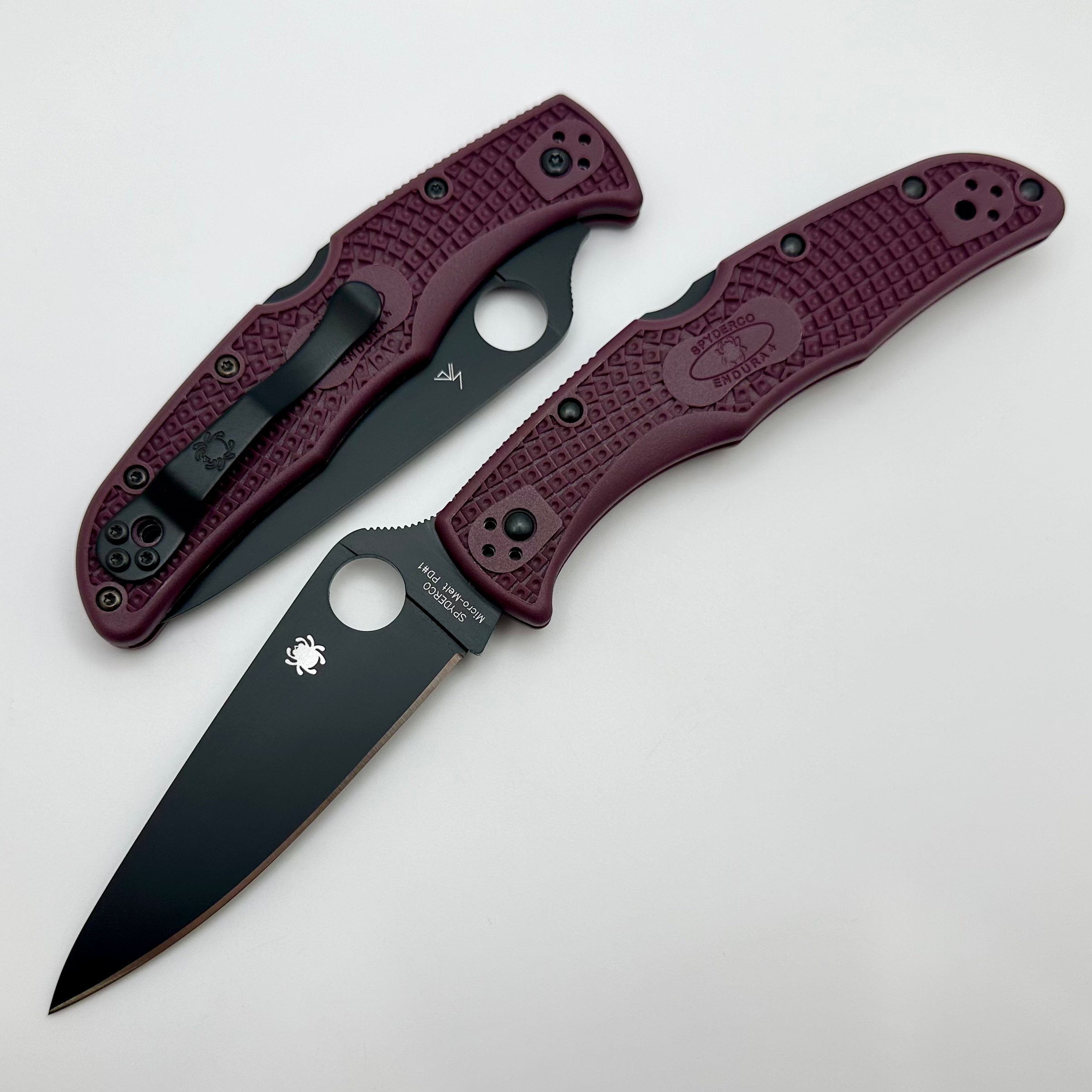 Spyderco Endura 4 Burgundy Lightweight FRN w/ Micro Melt PD1 Sprint Run C10BGBKP