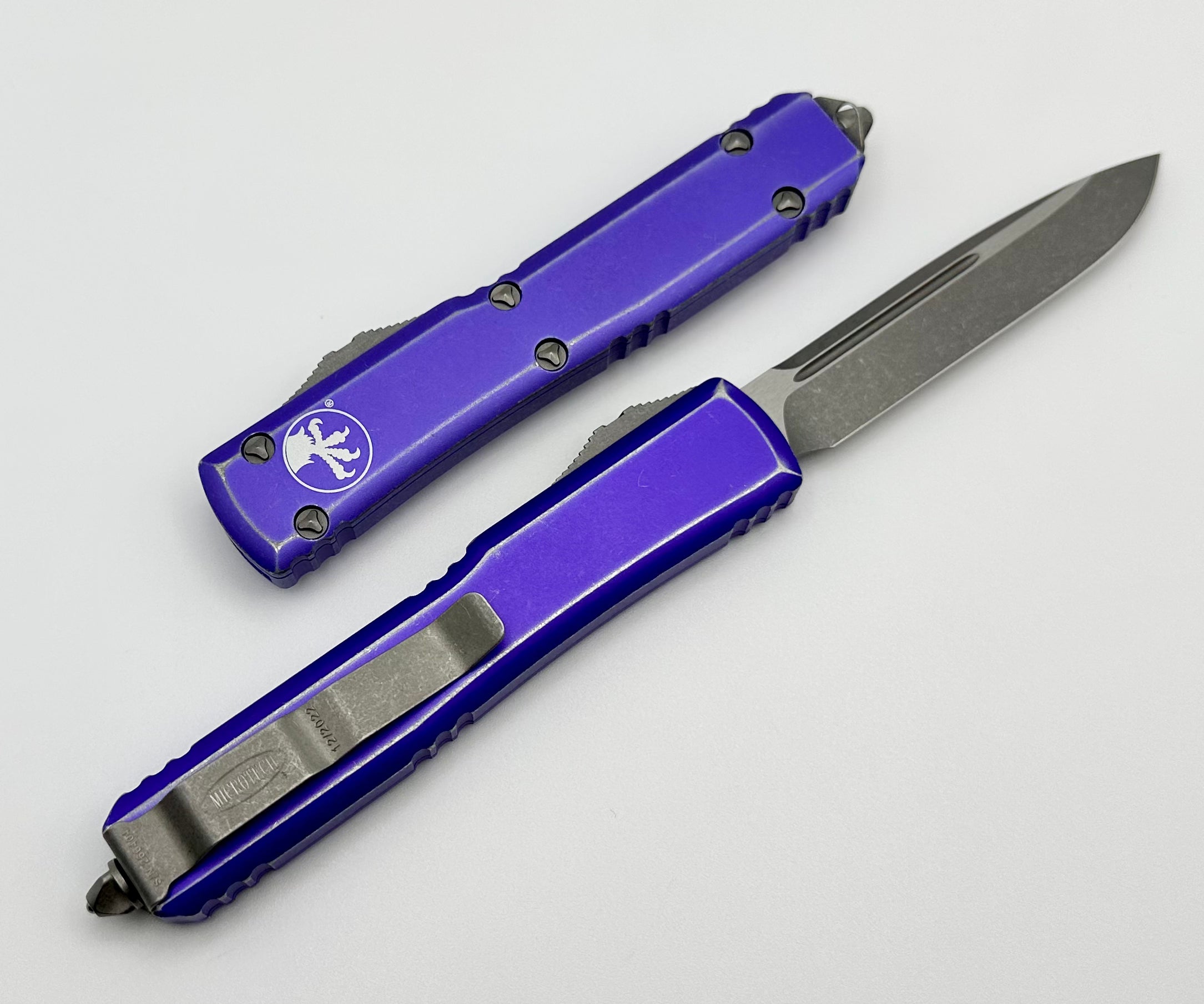 Microtech Ultratech Single Edge Apocalyptic Standard & Distressed Purple 121-10DPU