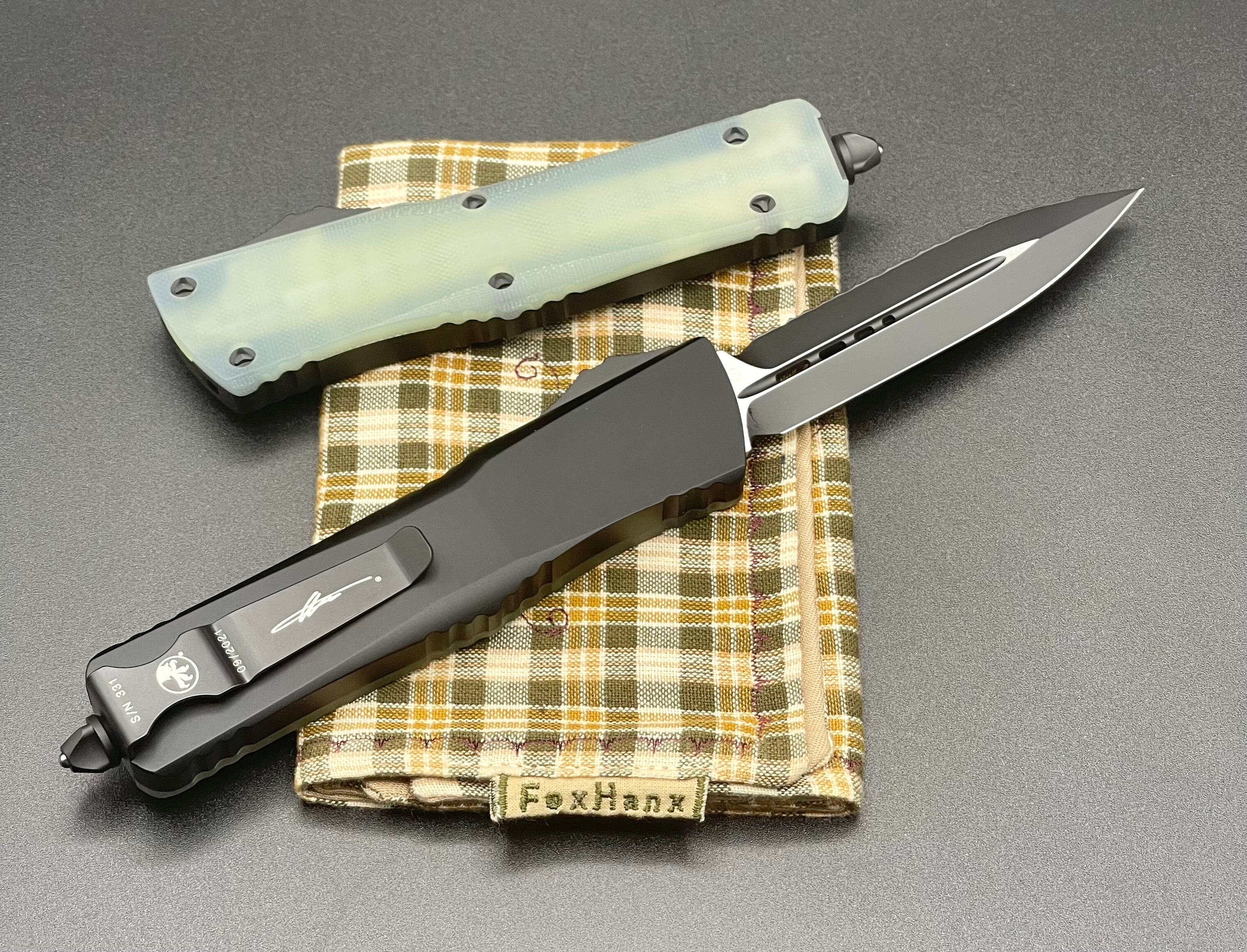 Microtech Combat Troodon D/E Black Standard Serrated GT Jade Green Signature Series 142-3GTJGS