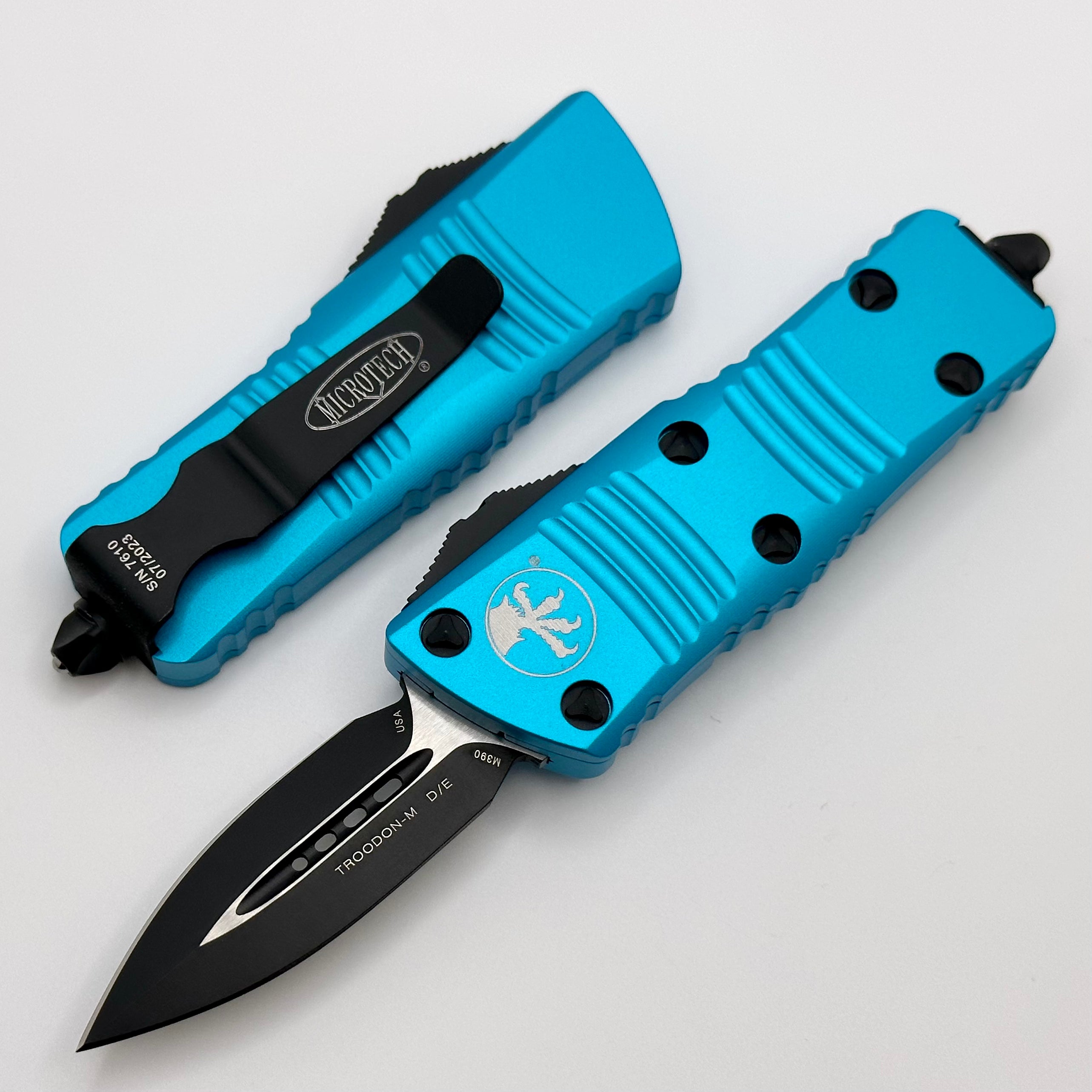 Microtech Troodon Mini Double Edge Black Standard & Turquoise 238-1TQ