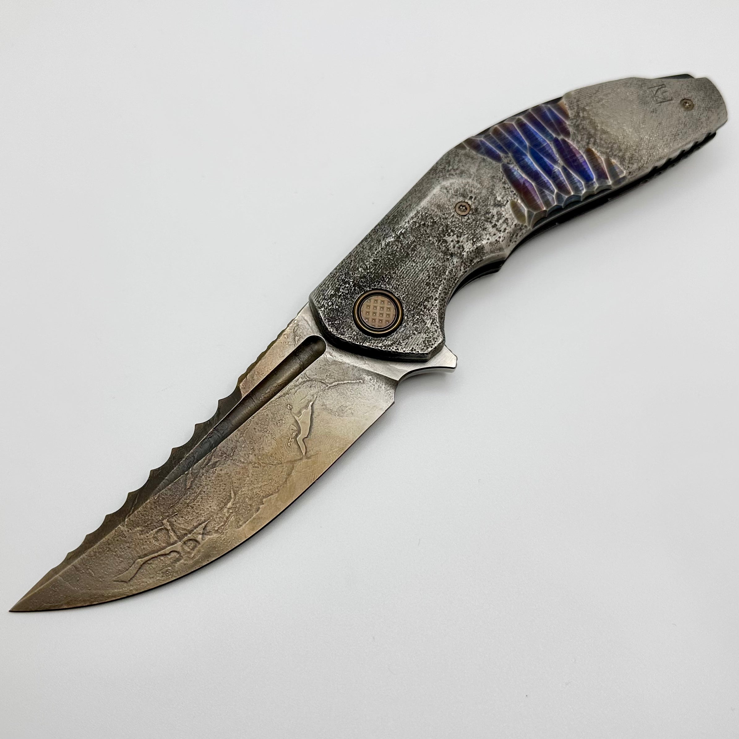 Custom Knife Factory ONE OFF Textured Titanium Marauder