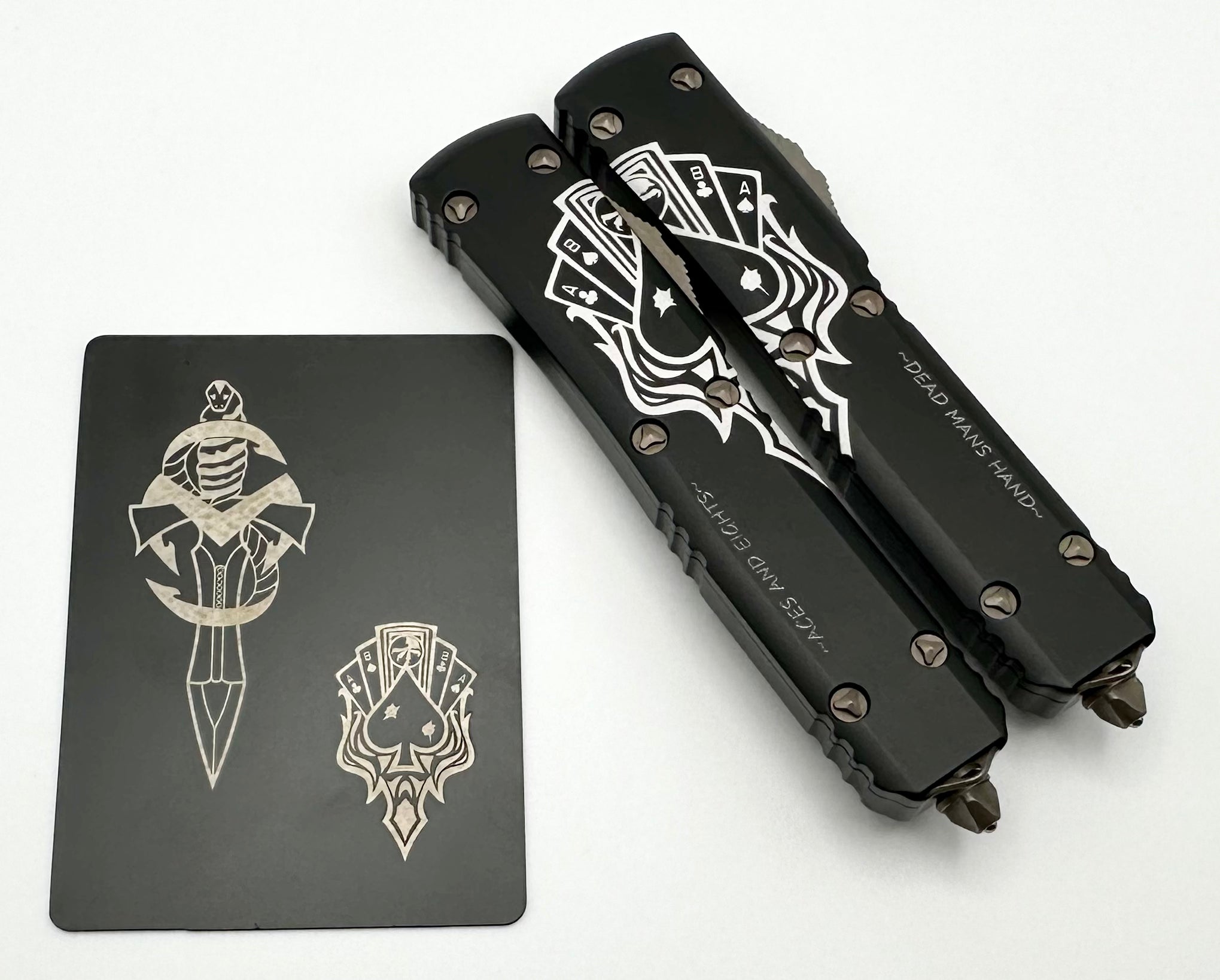 Microtech Ultratech Dead Man’s Hand Hellhound & Warhound Set Signature Series Bronze Apocalyptic Standard 119-13SETDMS