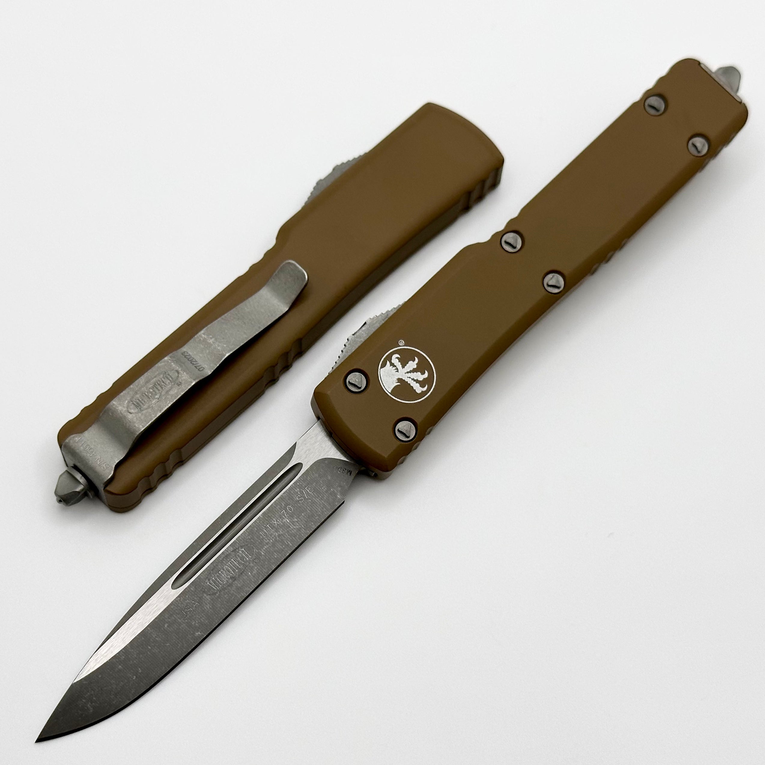 Microtech UTX-70 Single Edge Apocalyptic Standard & Tan 148-10APTA