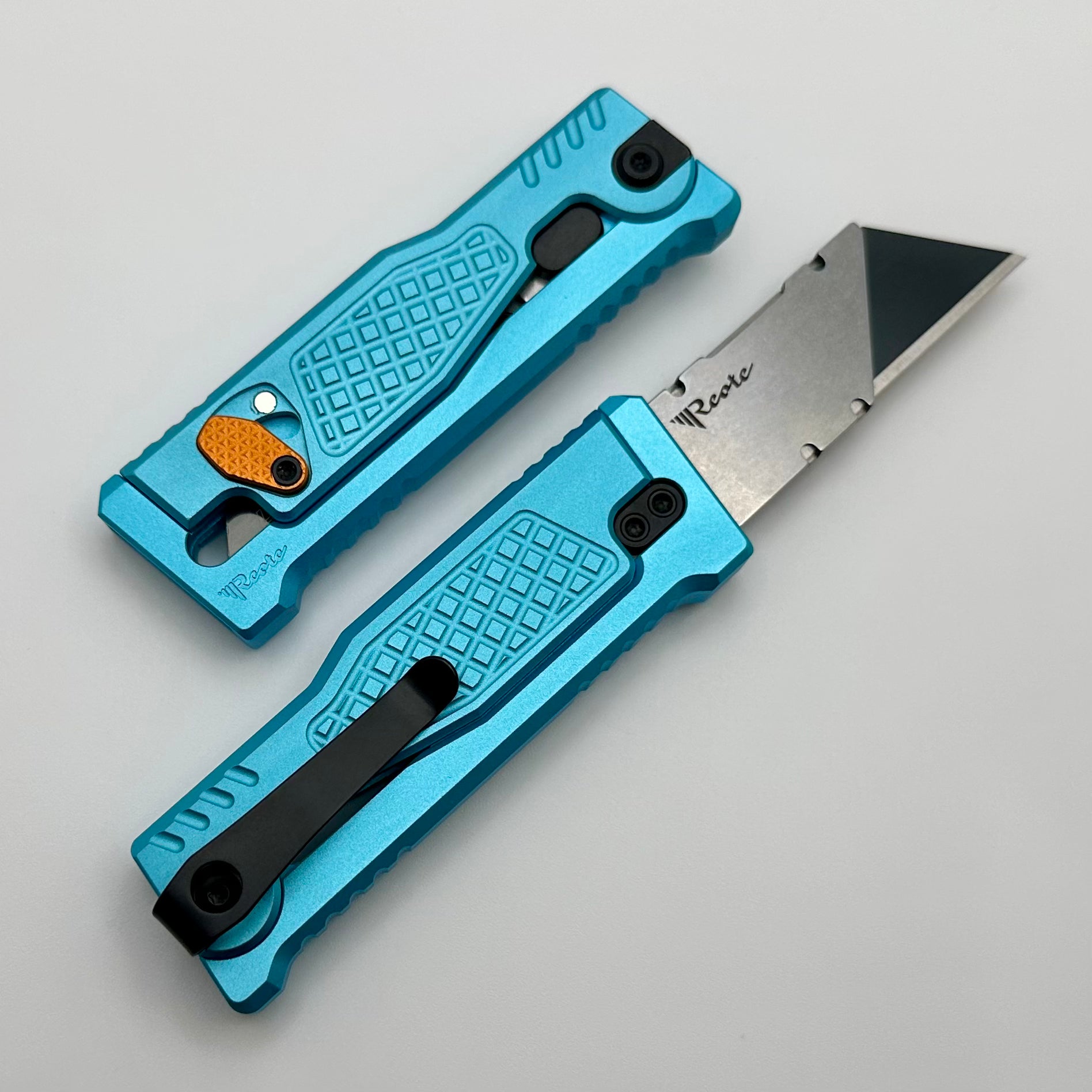 Reate EXO-U Utility Diamond Pattern Blue Aluminum Handle