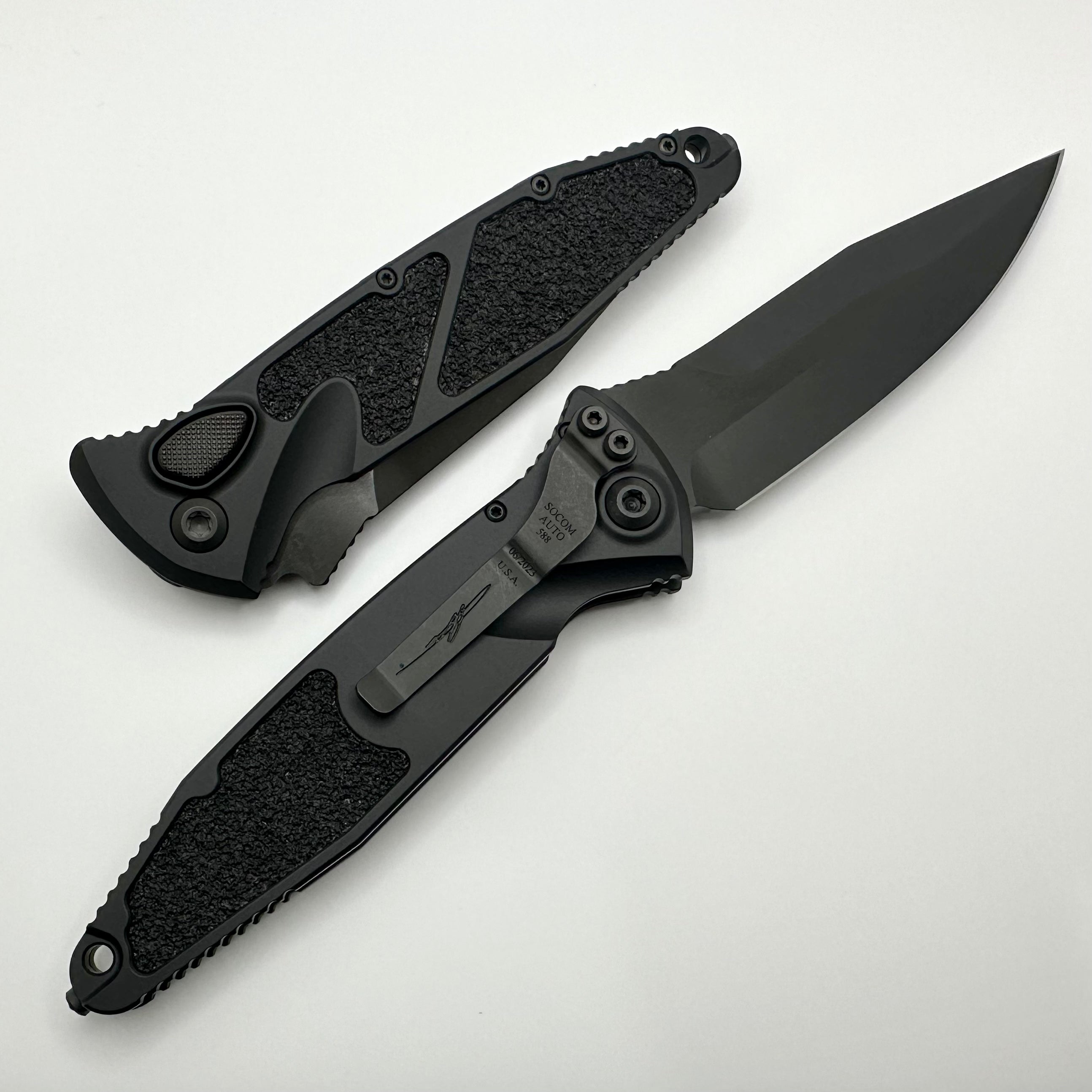 Microtech Socom Elite Shadow Spike Grind Spear Point DLC Deep Engraved Signature Series 160A-1DLCTSSH ONE PER HOUSEHOLD