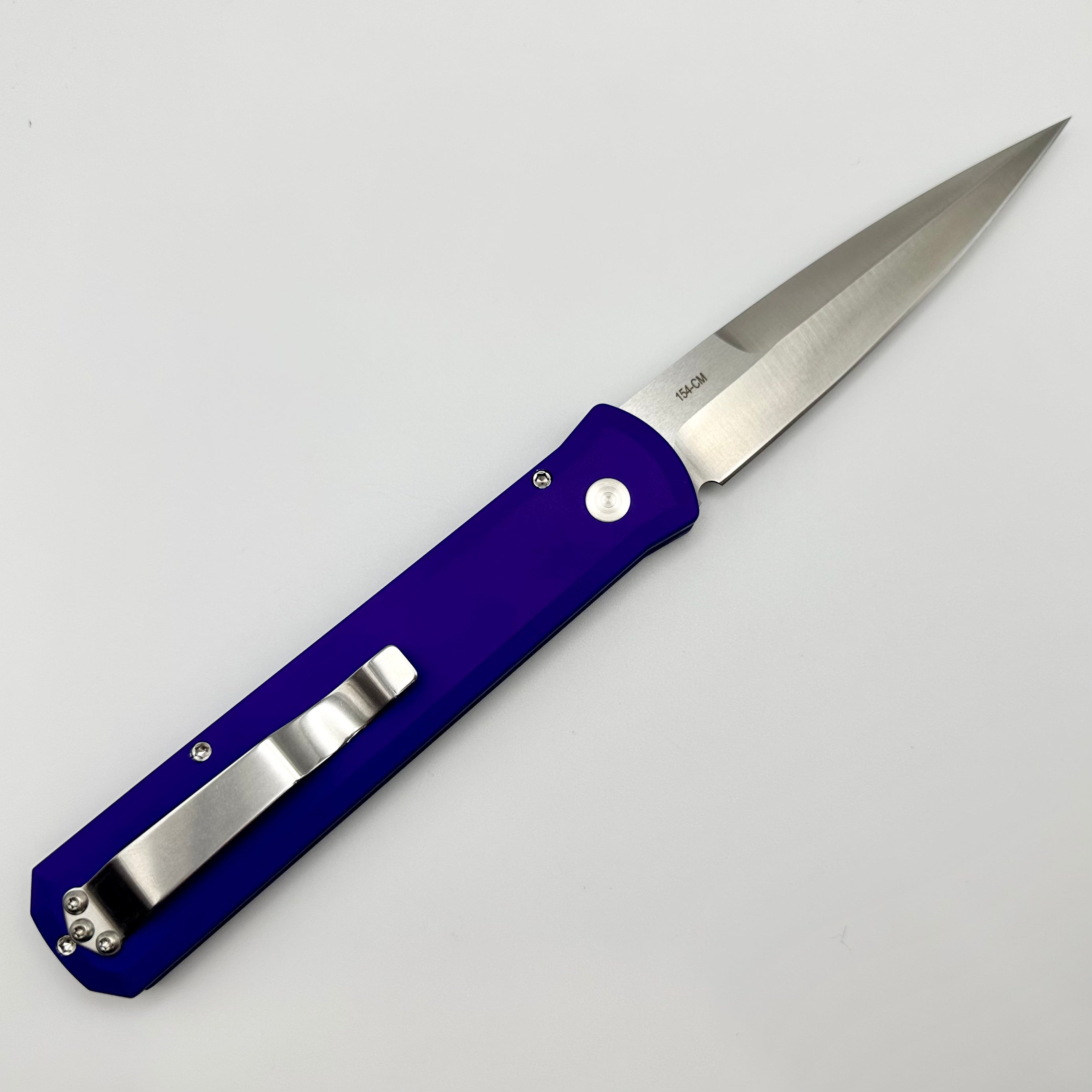 Pro-Tech Godfather w/ Purple Handle & Satin 154-CM Blade 921-Satin-PURP