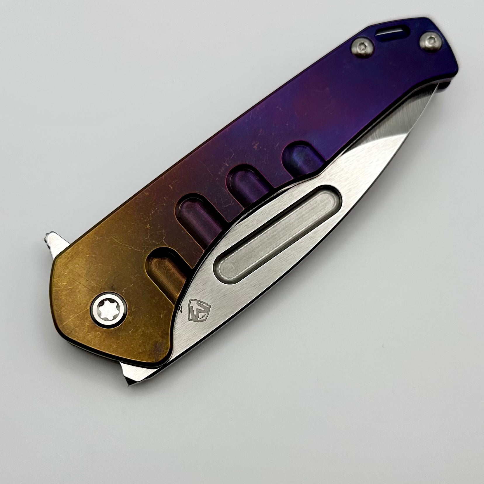 Medford Praetorian Slim Flipper S45VN Tumbled Drop Point & Bronze/Violet Fade Handles