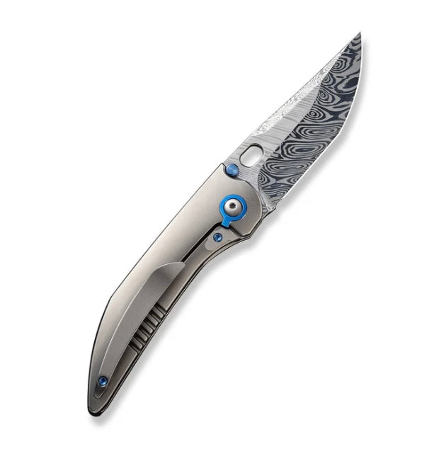 We Knife Attor Polished Bead Blasted Titanium Integral Handle w/ Timascus Inlays & Damasteel WE23037-DS1