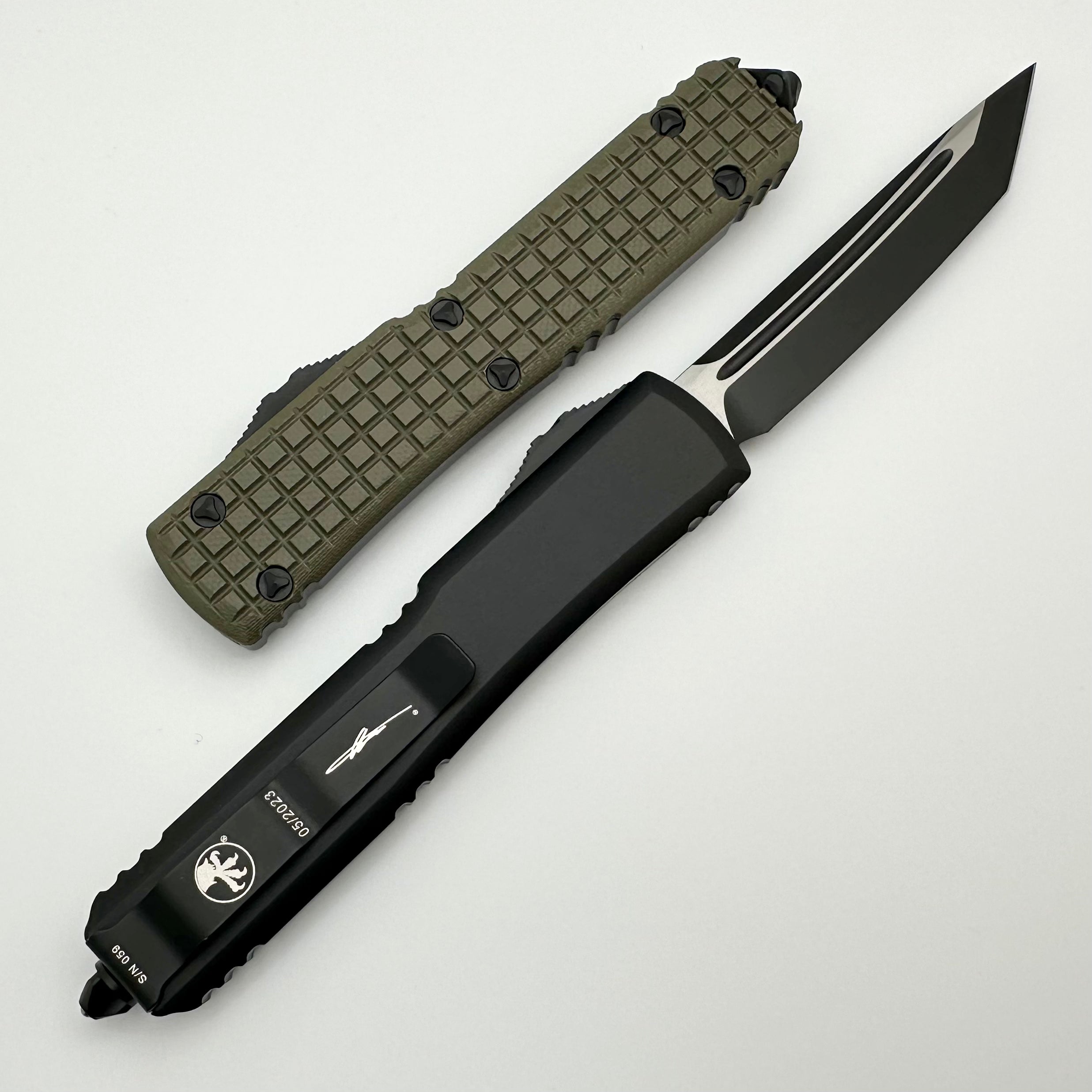 Microtech Ultratech OD Green Frag G-10 Top Tactical Standard & Tanto Signature Series 123-1FRGTODS