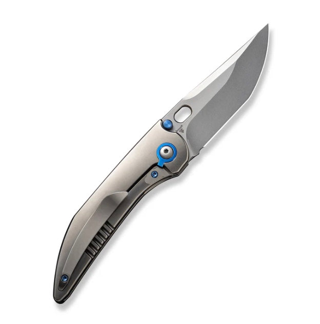 We Knife Attor Polished Bead Blasted Titanium Integral Handle w/ Polished Bead Blasted 20CV WE23037B-2