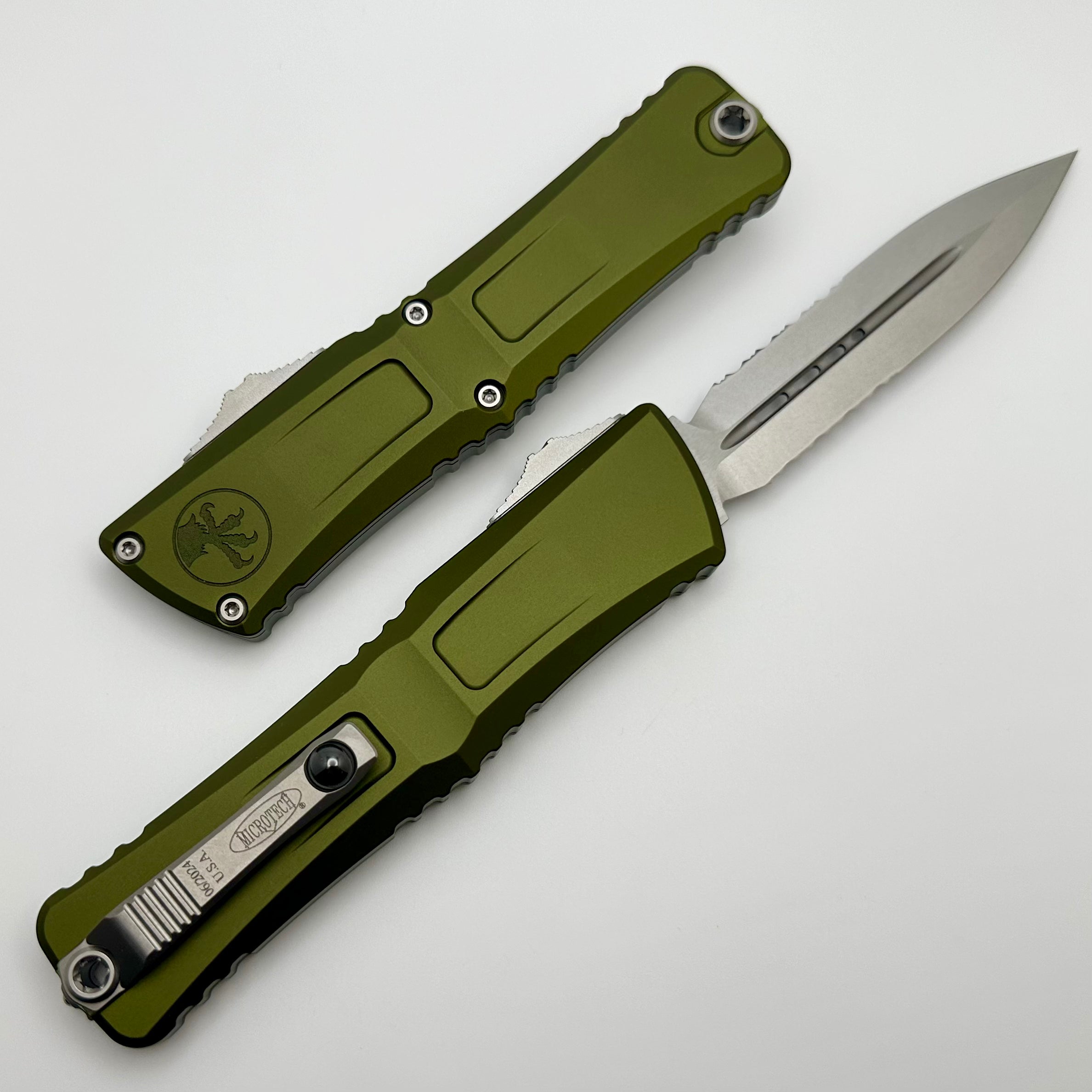 Microtech Knives Combat Troodon Gen III Stonewash D/E Partial Serrated w/ OD Green Handle 1142-11OD