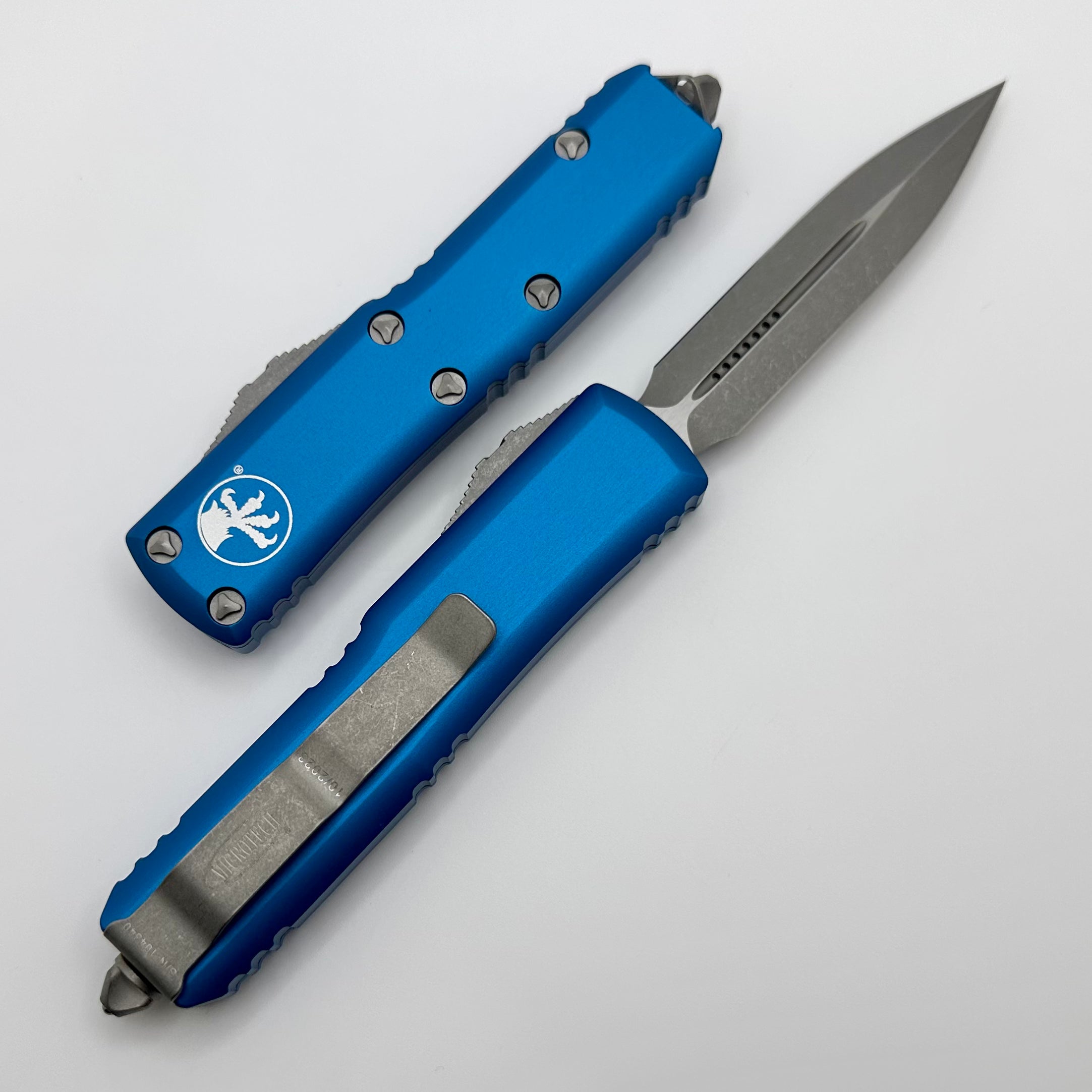 Microtech UTX-85 Double Edge Apocalyptic Standard & Blue 232-10APBL