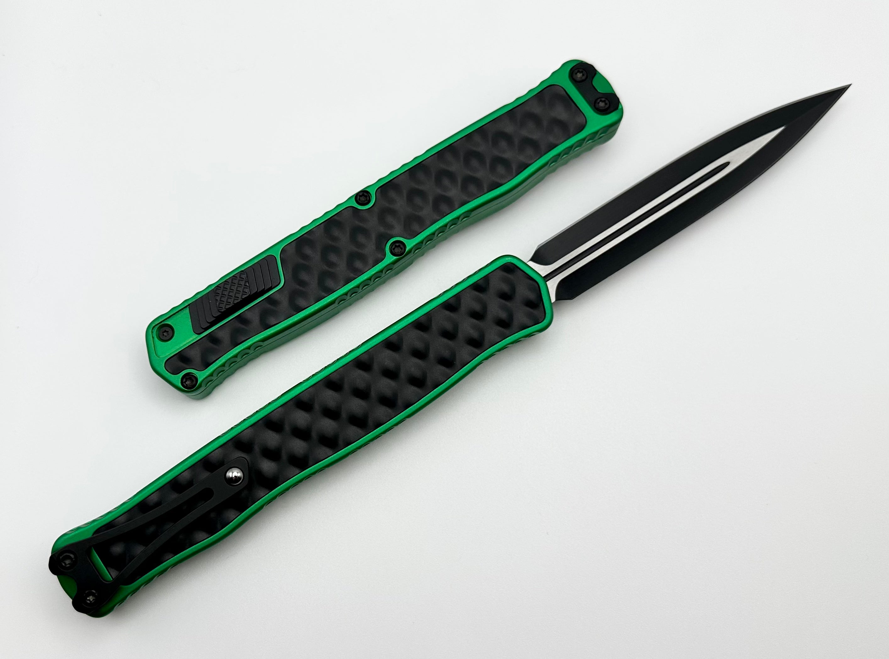 Heretic Knives Cleric II 2 Black Double Edge Magnacut w/ Toxic Green & Black Stainless Bubble Inlays H020-10A-GRN