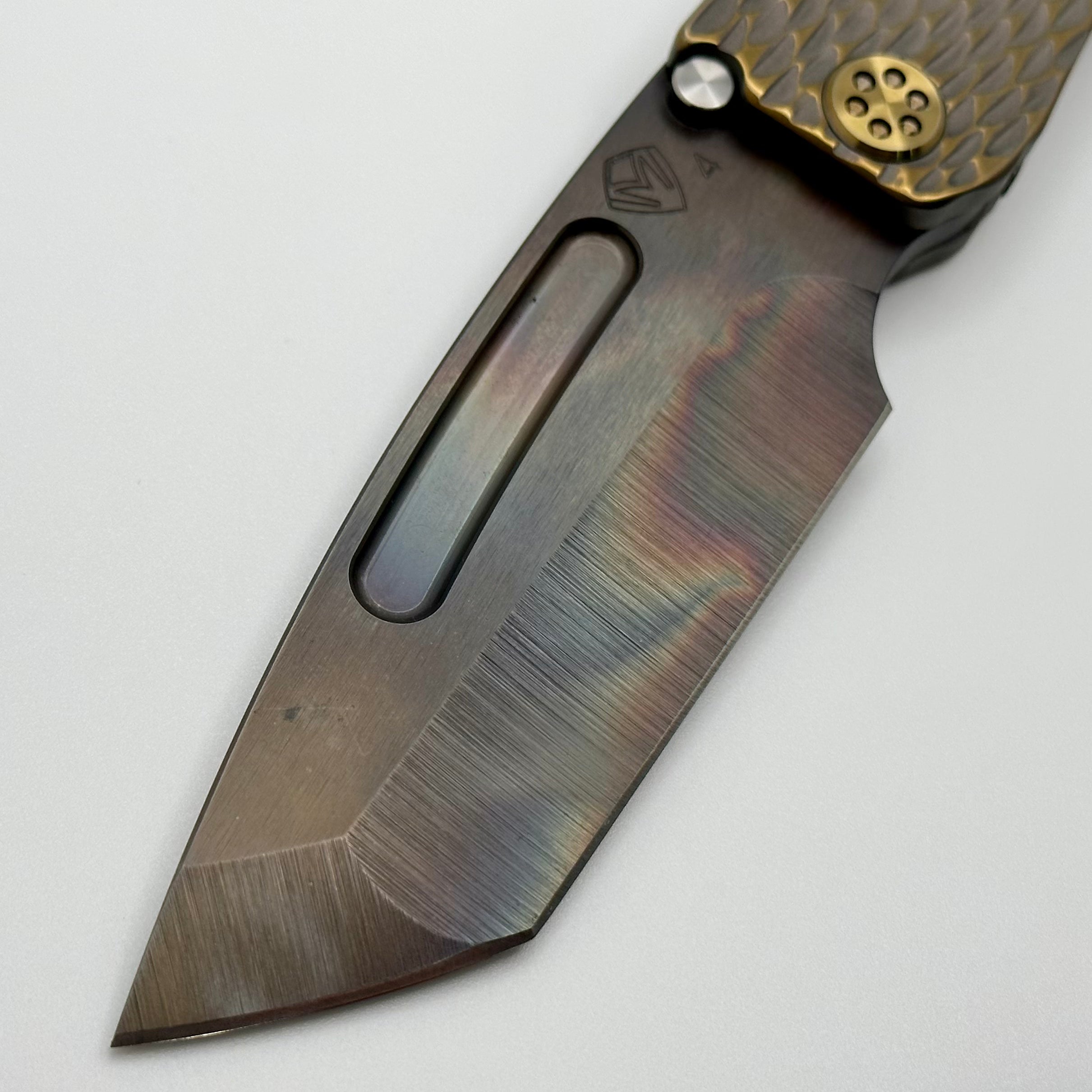 Medford Marauder H Bead Blast/Cement/Bronze Dragon Skin Sculpted Handles w/ Bronze Hardware & S45VN Vulcan Tanto