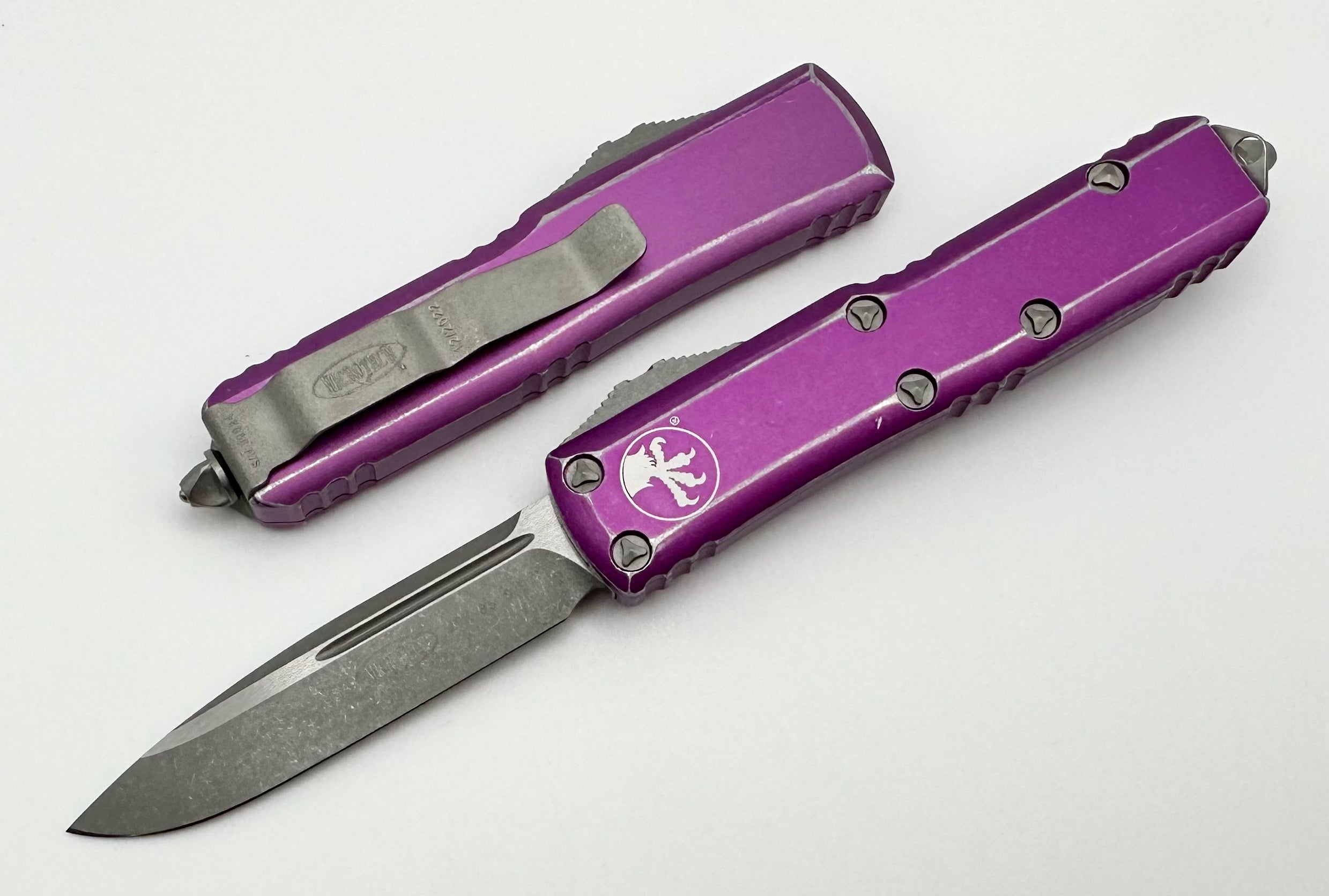 Microtech UTX-85 Single Edge & Distressed Violet 231-10DVI