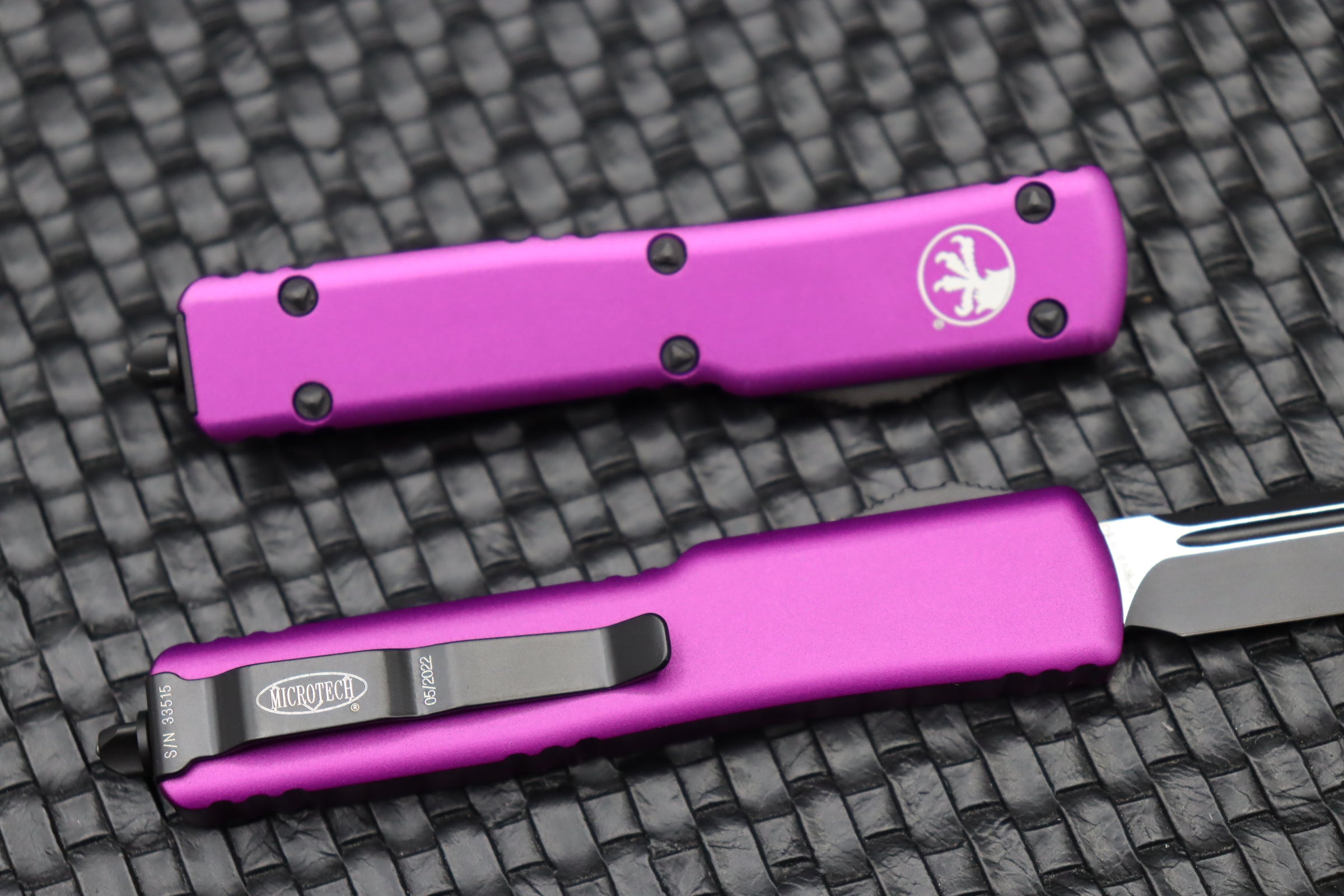 Microtech UTX-70 Single Edge Black Standard & Violet 148-1VI