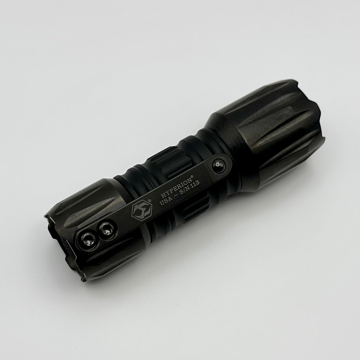 Heretic Knives Hyperion Flashlight DLC Titanium Ends/Pocket Clip w/ Black Aluminum Barrel H090-BLK-DLC