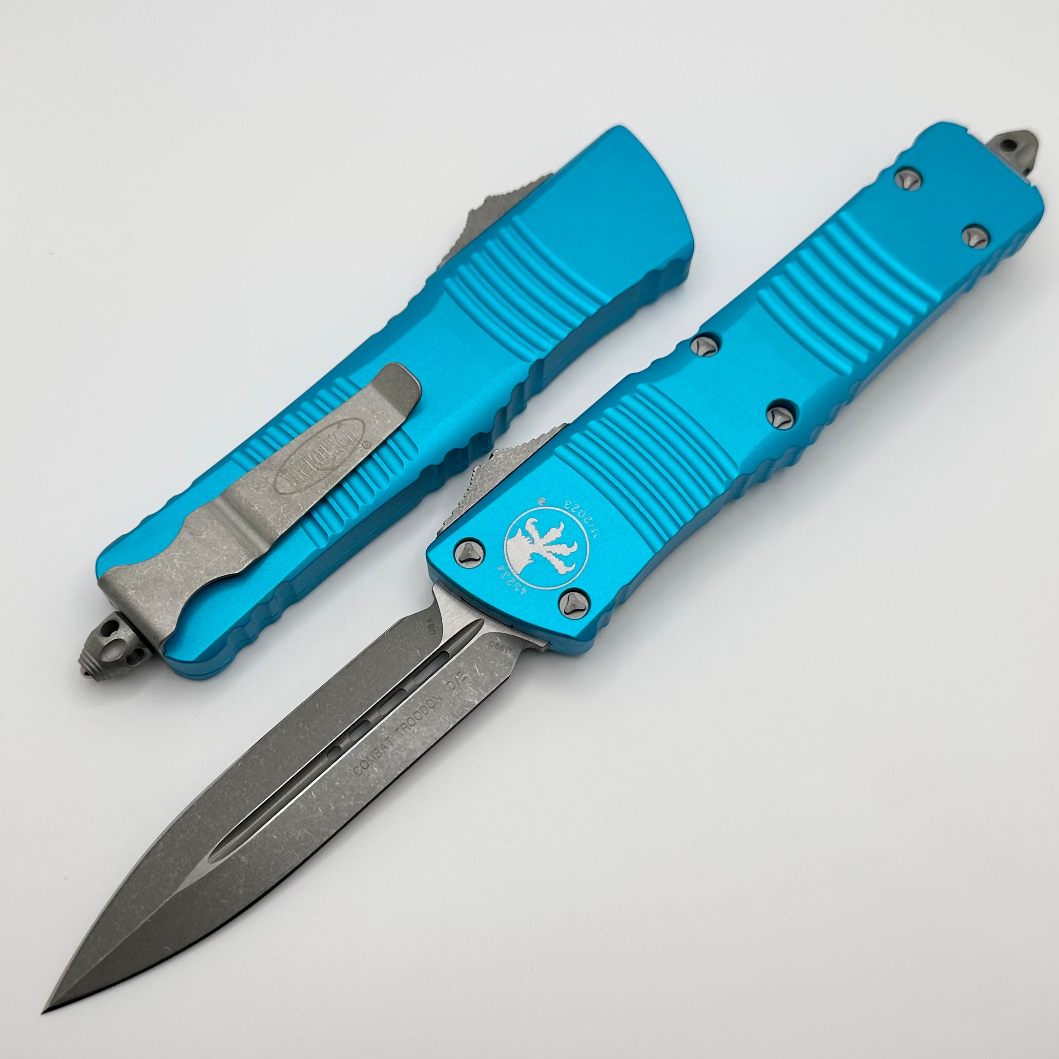 Microtech Combat Troodon Double Edge Apocalyptic Standard & Turquoise 142-10APTQ