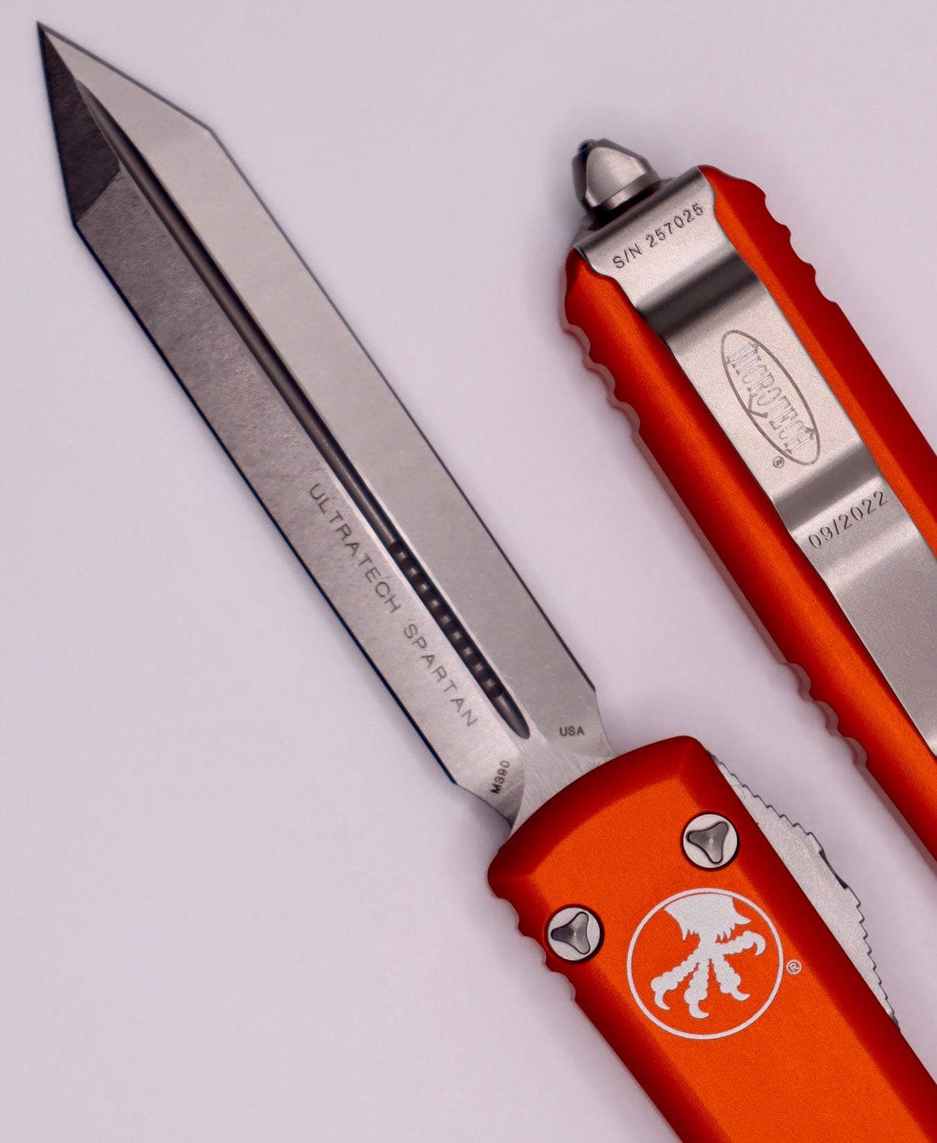 Microtech Ultratech Spartan Stonewash Standard & Orange 223-10OR