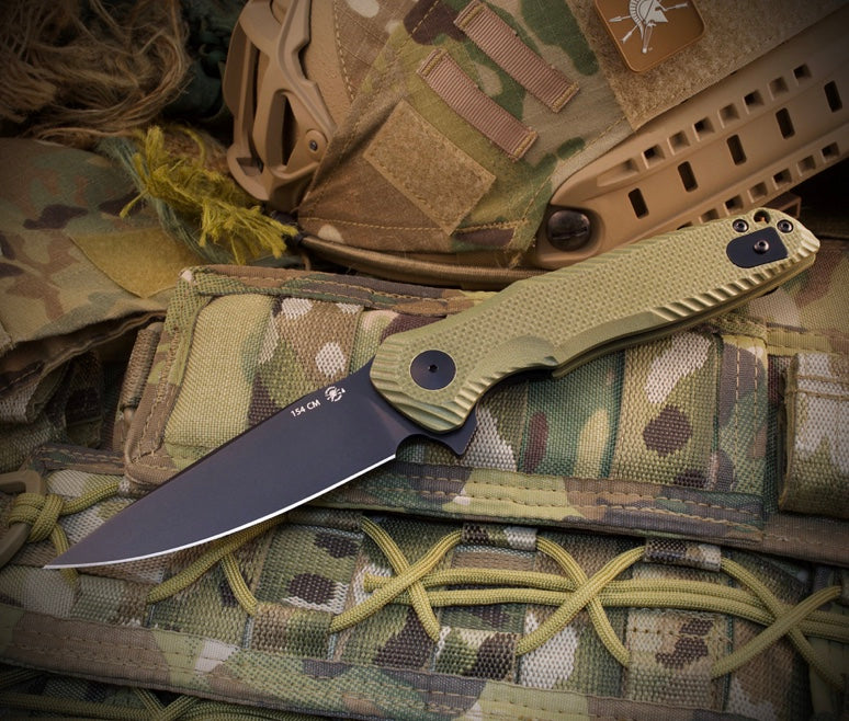 Spartan Blades Poros Black 154CM & OD Green G-10 SFBL11GR