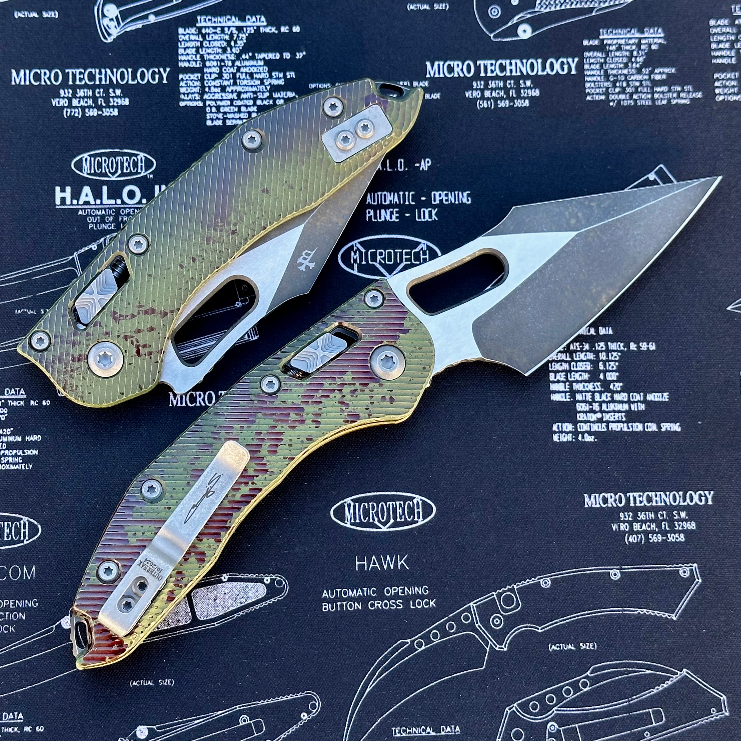 Microtech Knives Manual Stitch RAM LOK Fluted Aluminum Outbreak w/ M390MK Signature Series 169RL-1FLOBS One Per Household