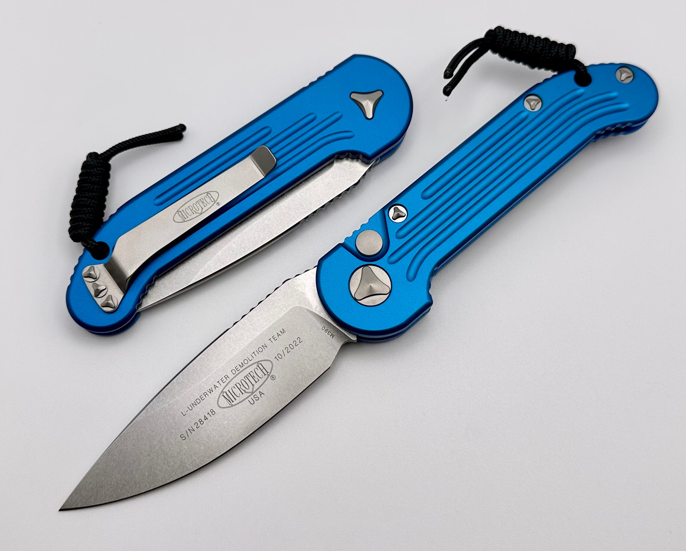 Microtech L.U.D.T Blue & Stonewash 135-10BL