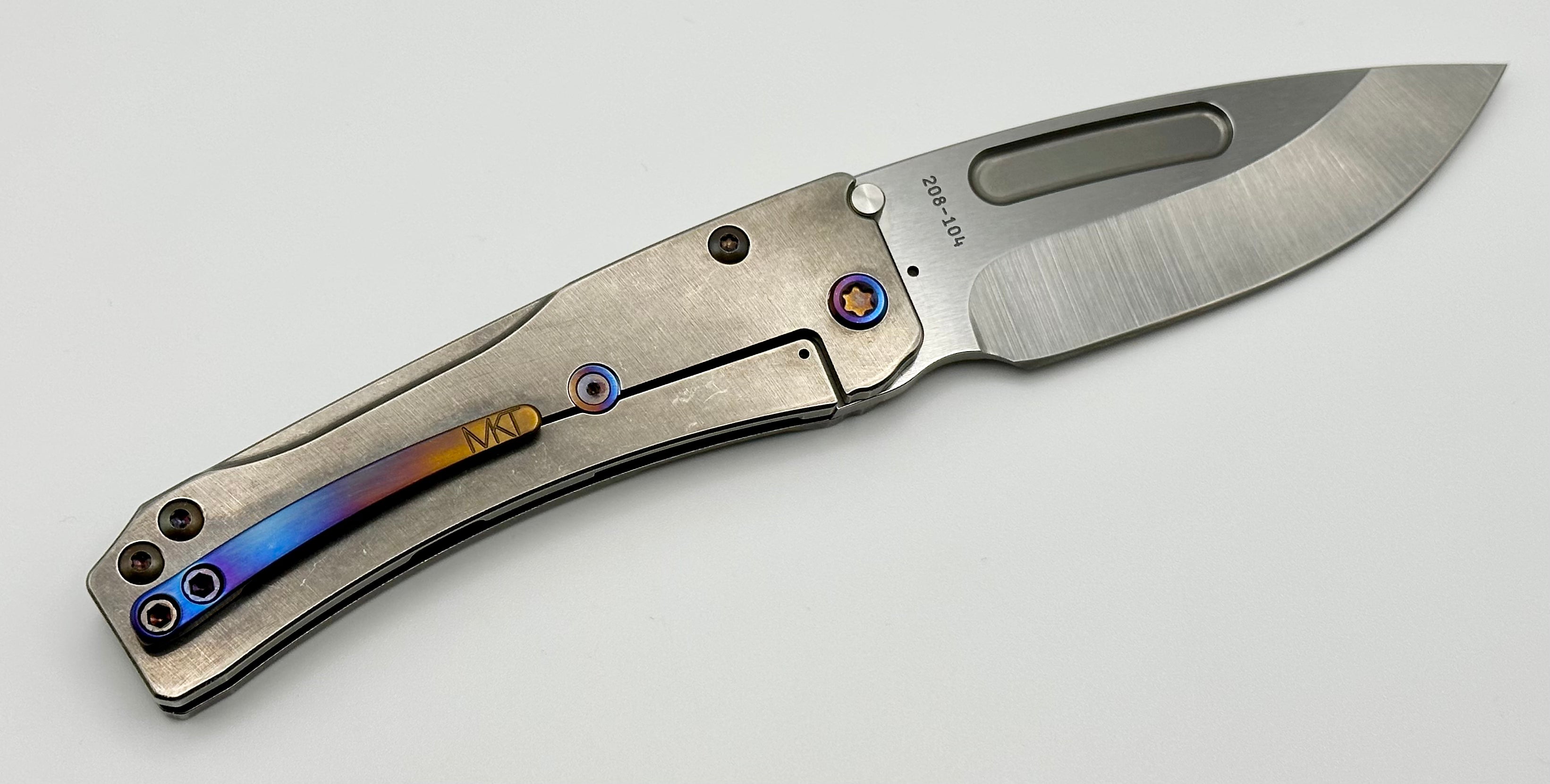 Medford Knife Slim Midi S45 Tumbled Drop Point w/ Tumbled Handles & Flamed Hardware/Clip