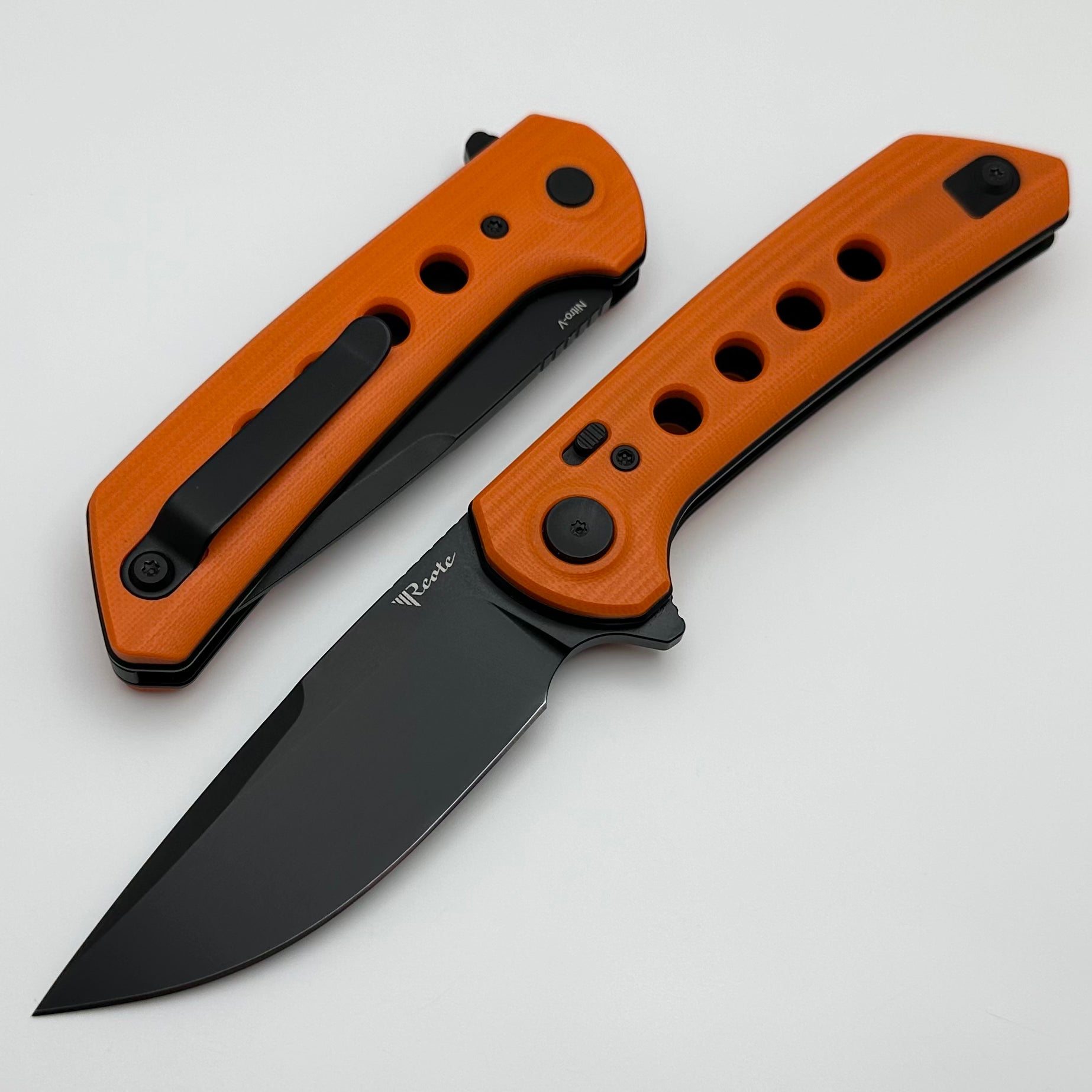 Reate Knives PL-XF Orange G-10 Handles & PVD Nitro-V