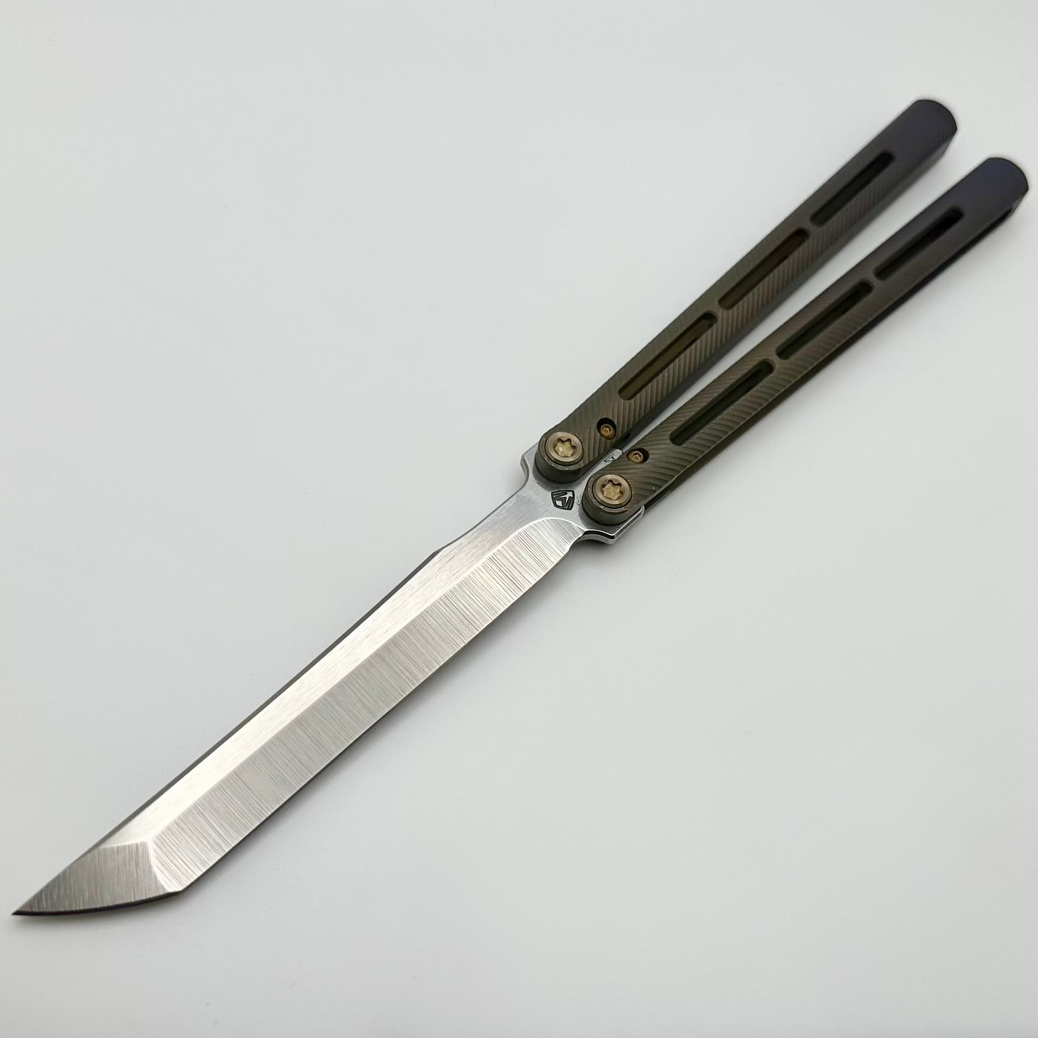 Medford Viceroy Butterfly Bronze-Violet Fade Titanium Handles w/ Bronze Hardware & Tumbled S45VN