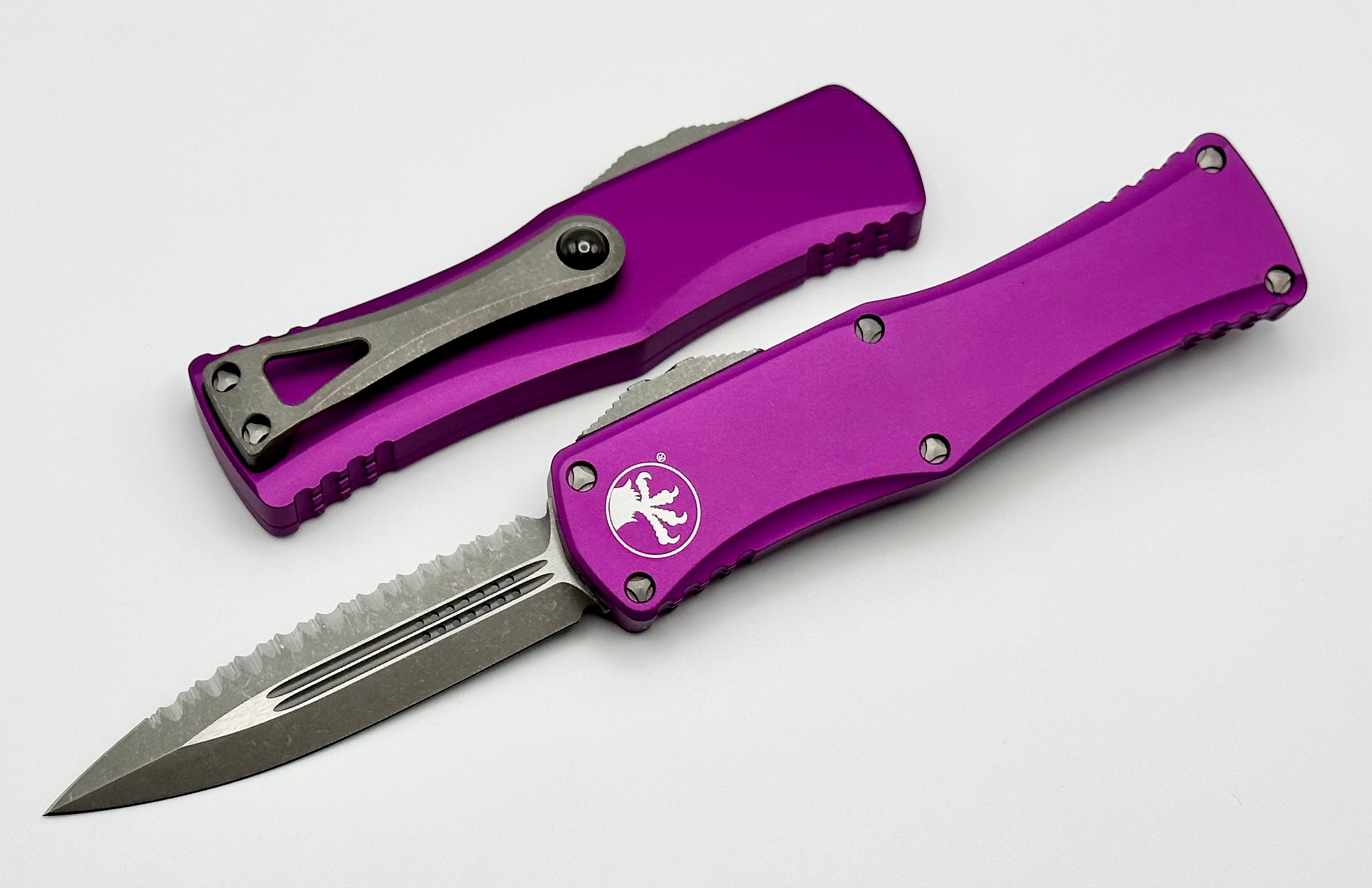 Microtech Hera Double Edge Apocalyptic Full Serrated & Violet 702-12APVI