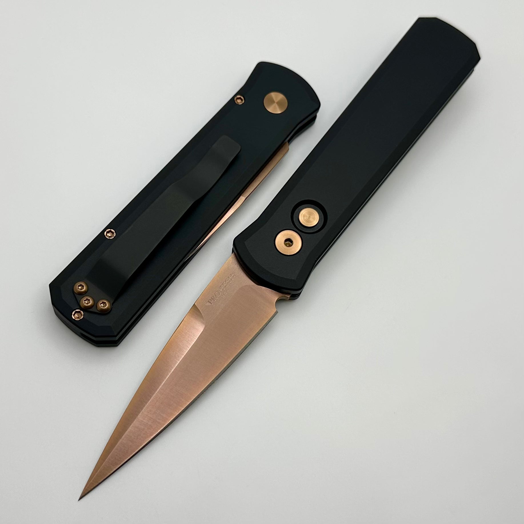 Pro-Tech Godson w/ Black Handle & Rose Gold 154-CM Blade 721-RG