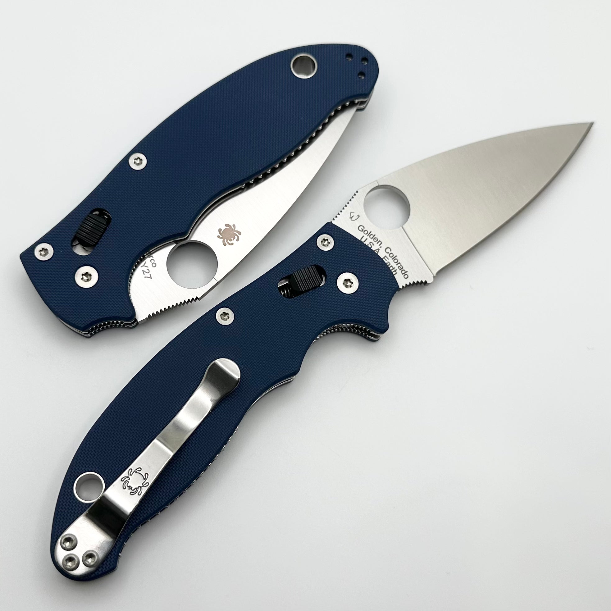 Manix 2 Cobalt Blue G-10 Handles w/ SPY27 C101GPCBL2