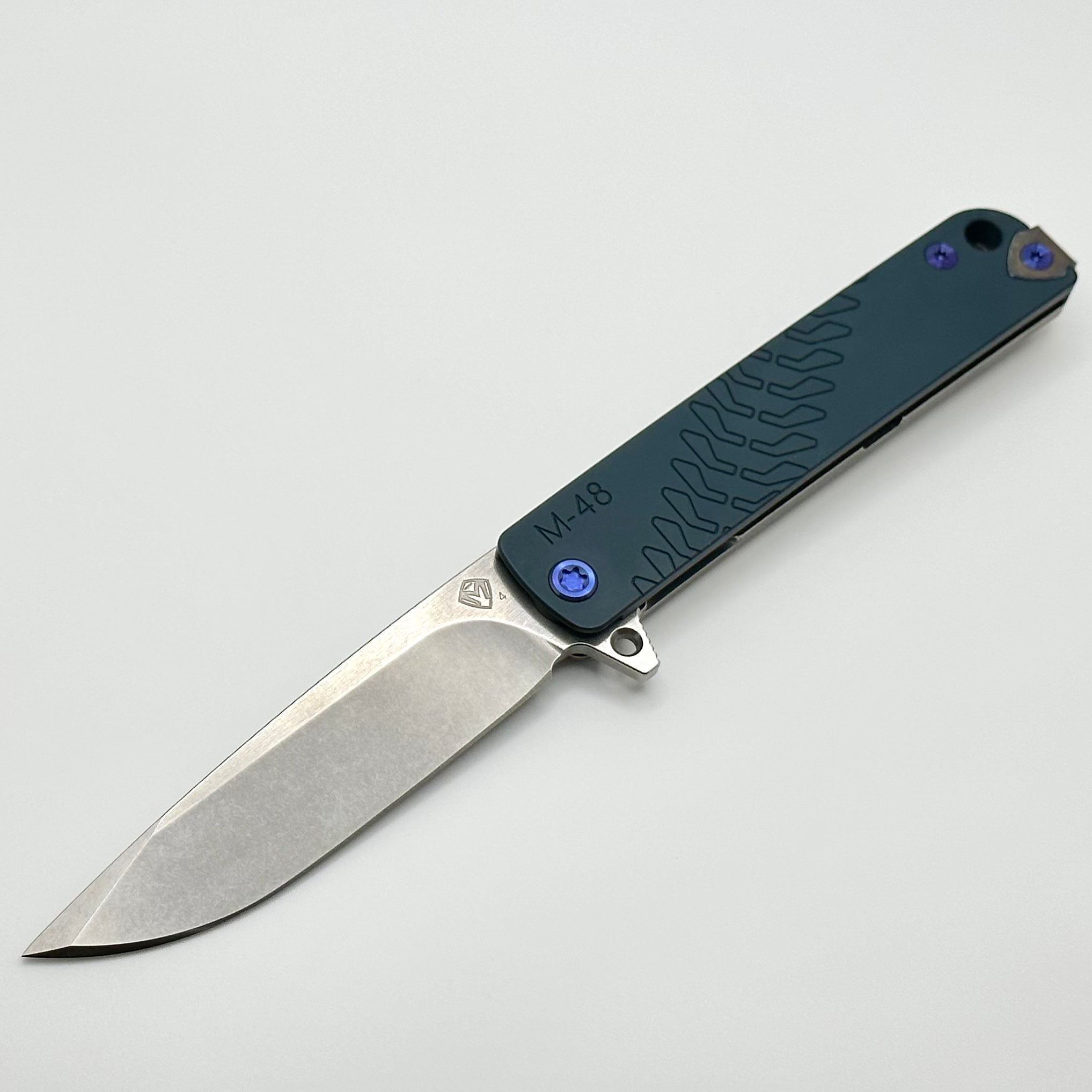 Medford M-48 Blue Aluminum Handle w/ Tumbled Spring & Blue Hardware/Clip & Tumbled S45VN