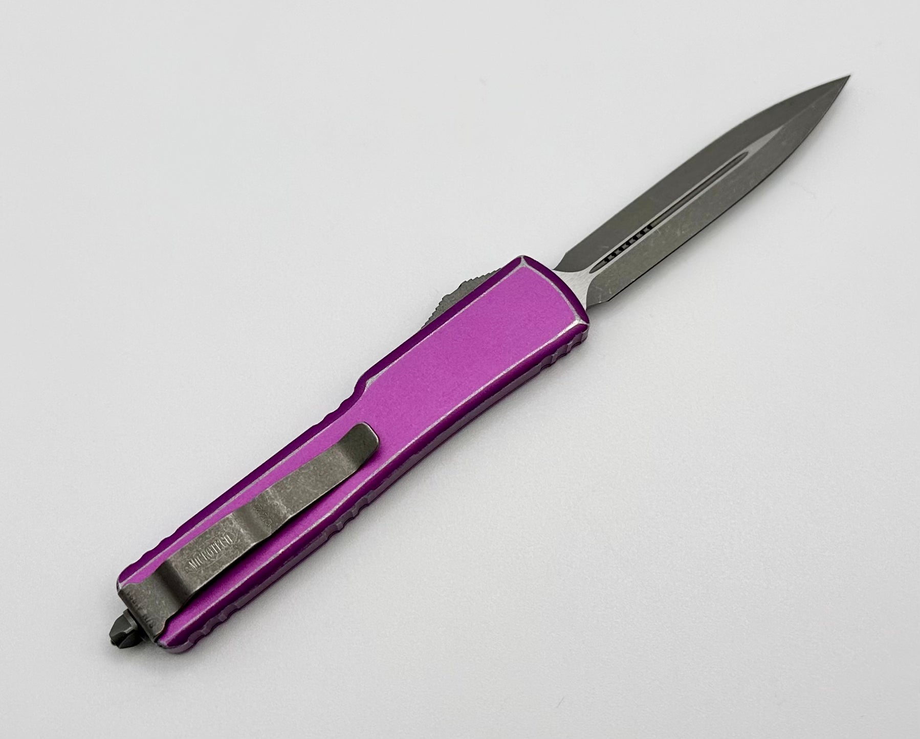 Microtech UTX-70 Double Edge Apocalyptic Standard & Distressed Violet 147-10DVII