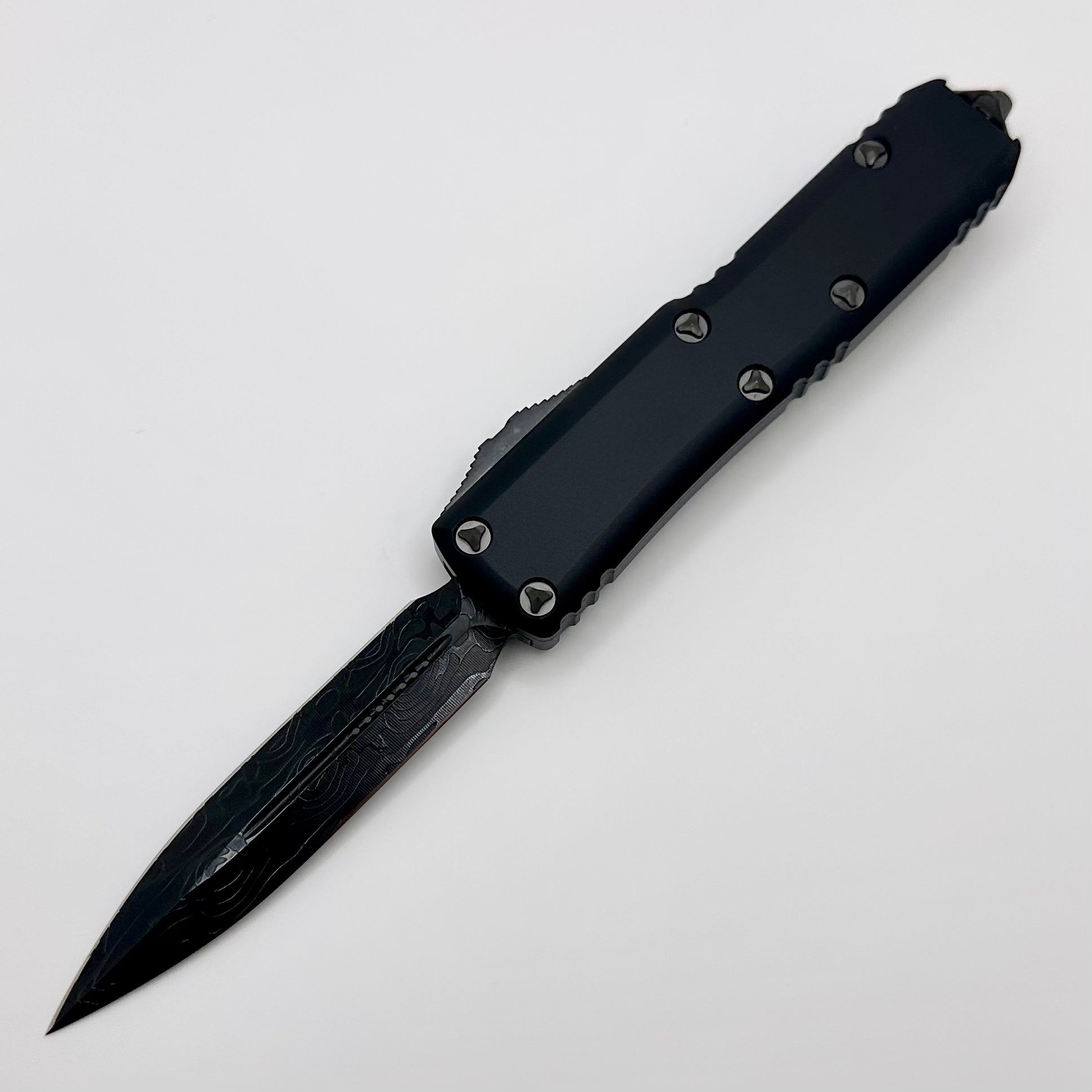 Microtech UTX-85 S/N 002 Double Edge DLC Damascus Shadow Signature Series 232-16DLCTSH