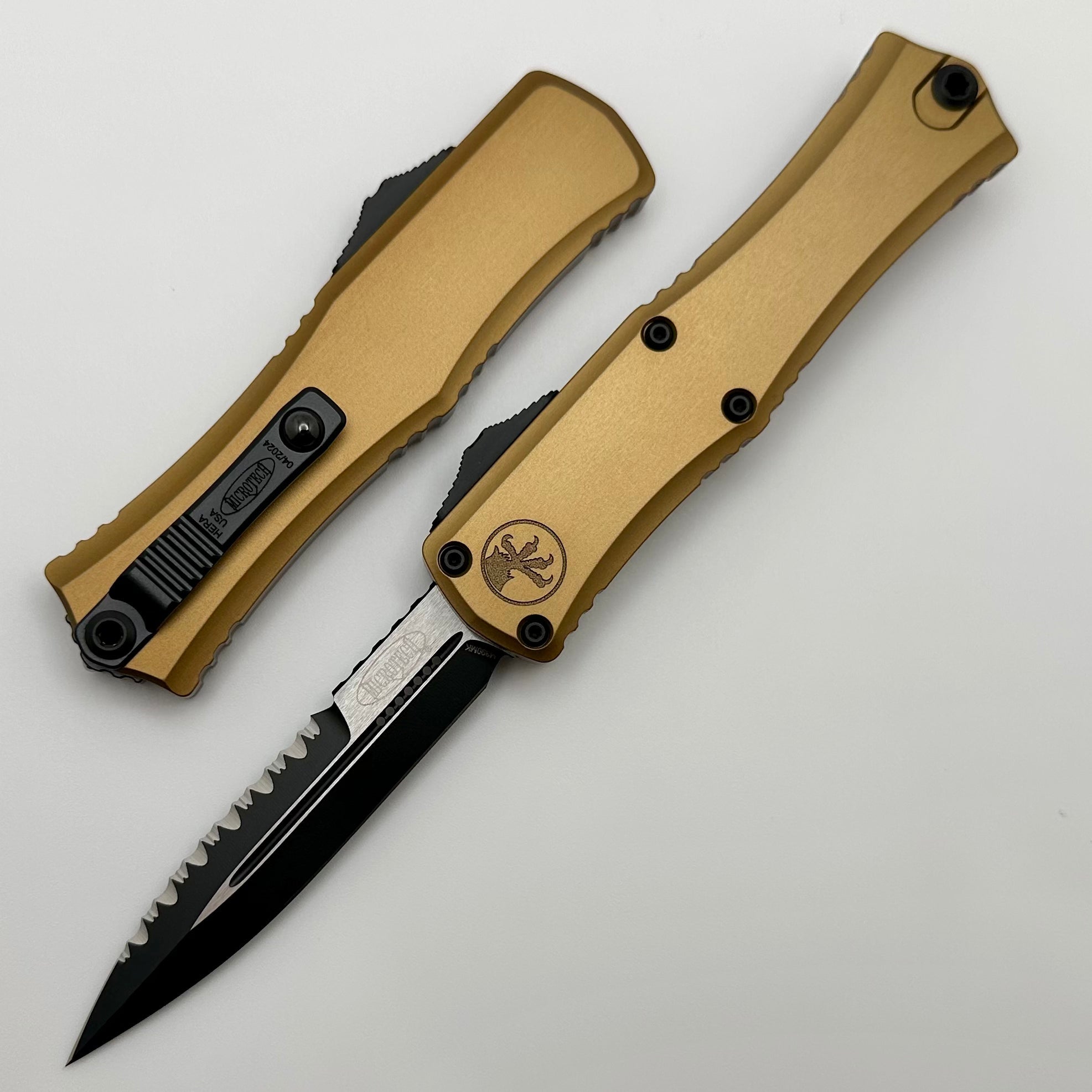 Microtech Knives Mini Hera Tan w/ Full Serrated Bayonet M390MK 1701M-3TA