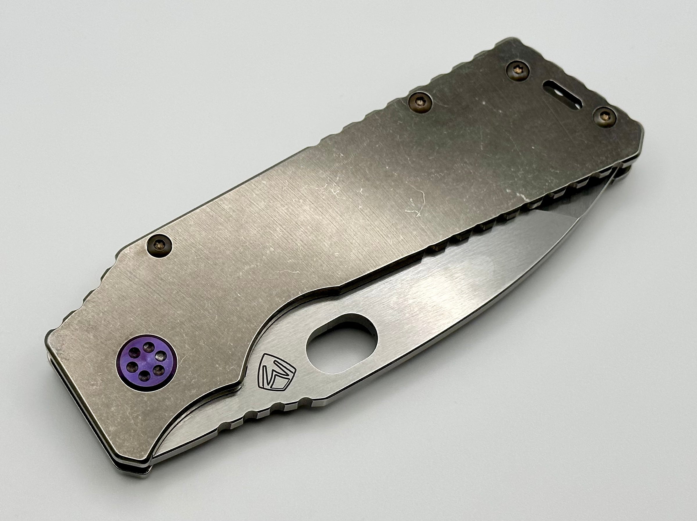 Medford TFF-1 Tumbled Handles w/ Violet Hardware/Clip & Tumbled S45VN