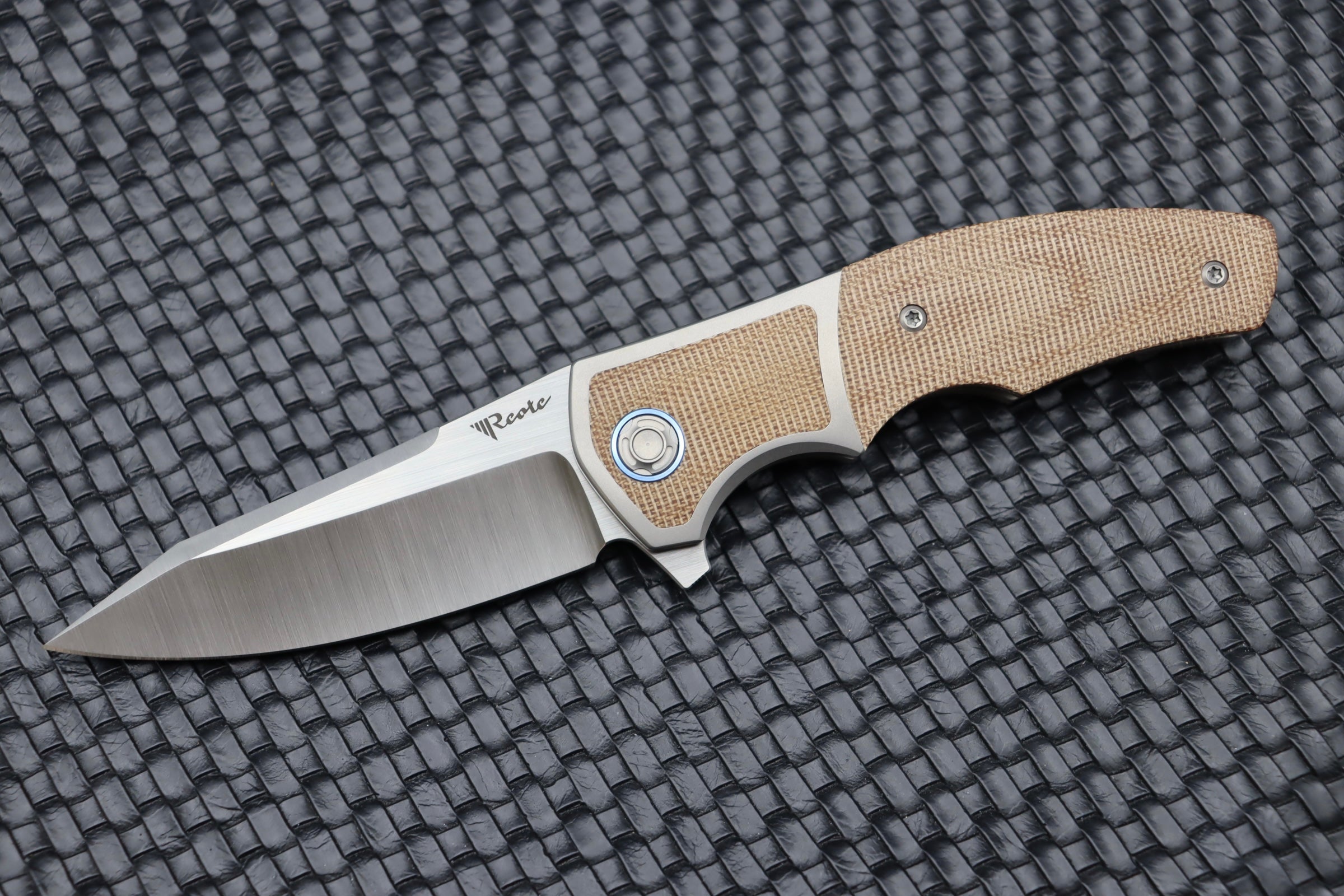 Reate Knives Mini Crossroads w/ Brown Micarta Inlays & M390