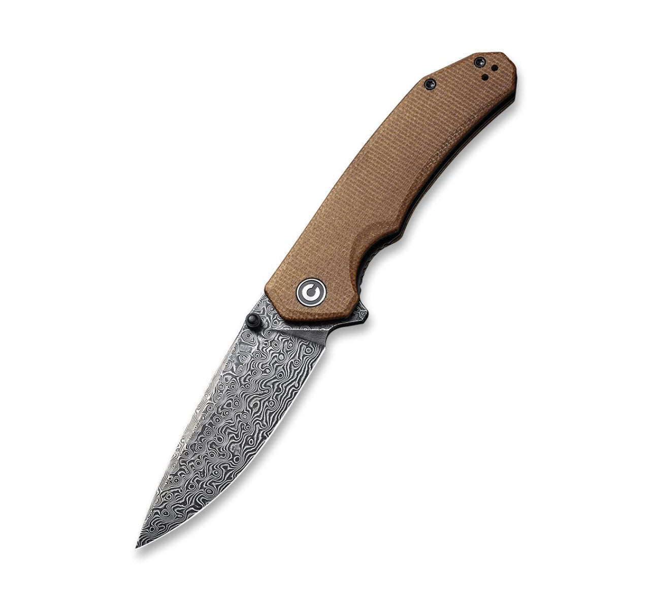 Civivi Brazen Flipper Brown Micarta Damascus C2102DS-1