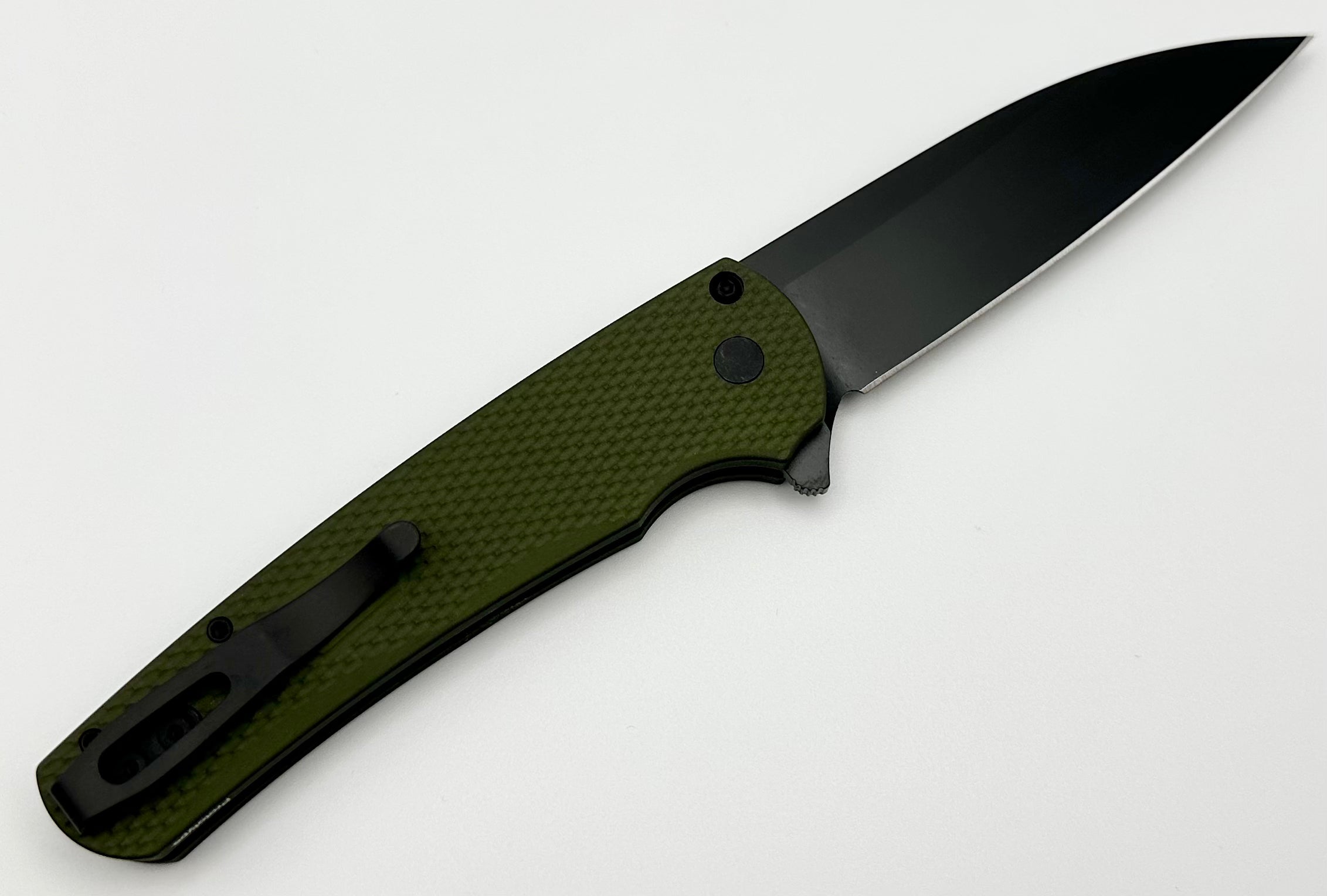 Pro-Tech Malibu 2023 Texas Blade Show Prototype Textured Green Handle & DLC MagnaCut Blade