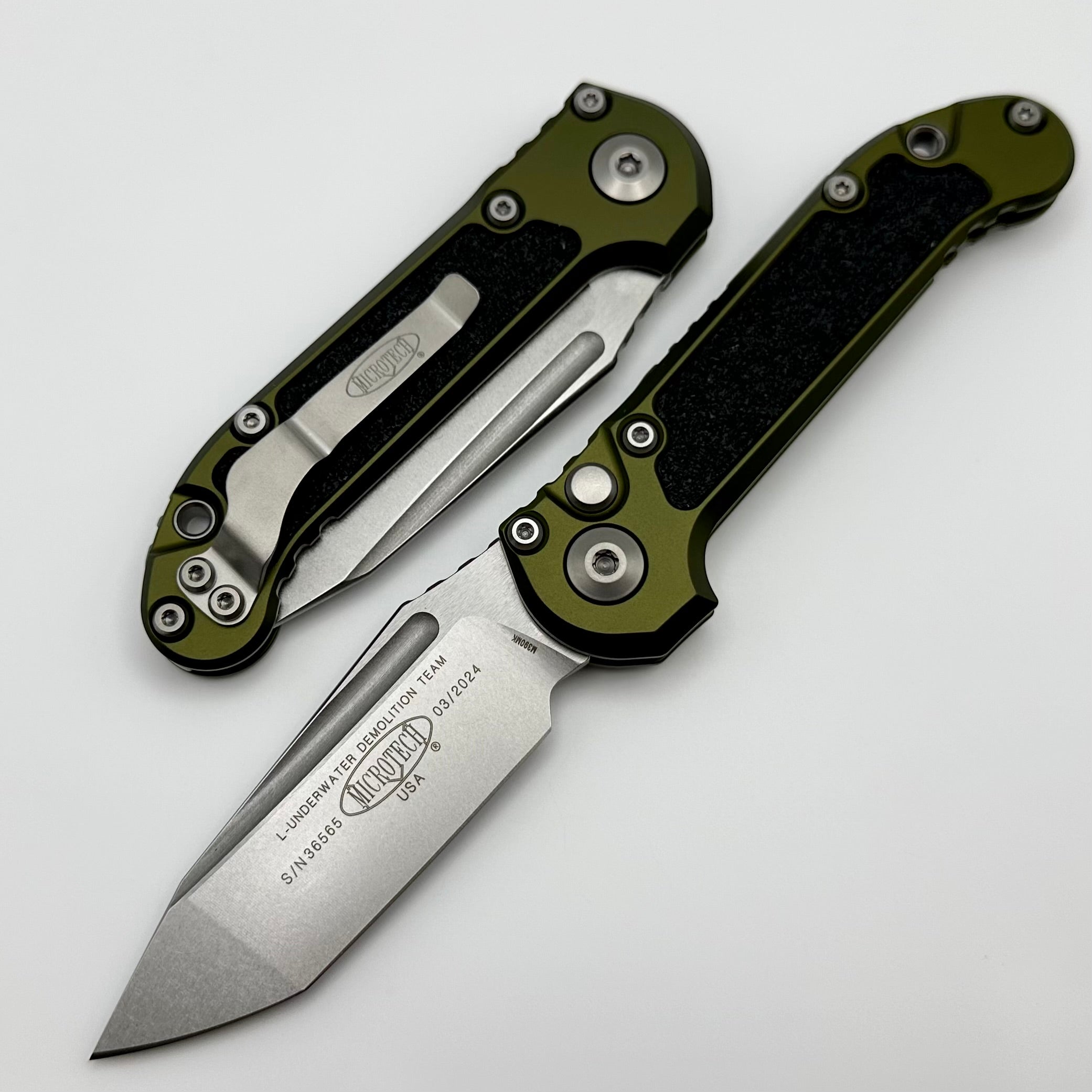 Microtech Knives LUDT Gen III Stonewash Tanto w/ OD Green Handle 1136-10OD ONE PER HOUSEHOLD